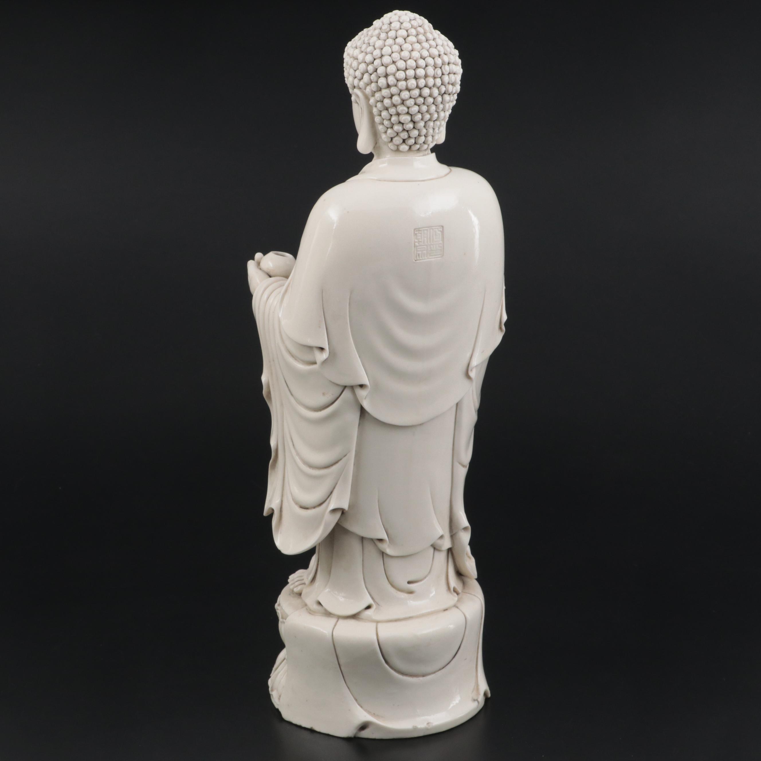 Chinese Dehua Porcelain Figurine of Standing Buddha