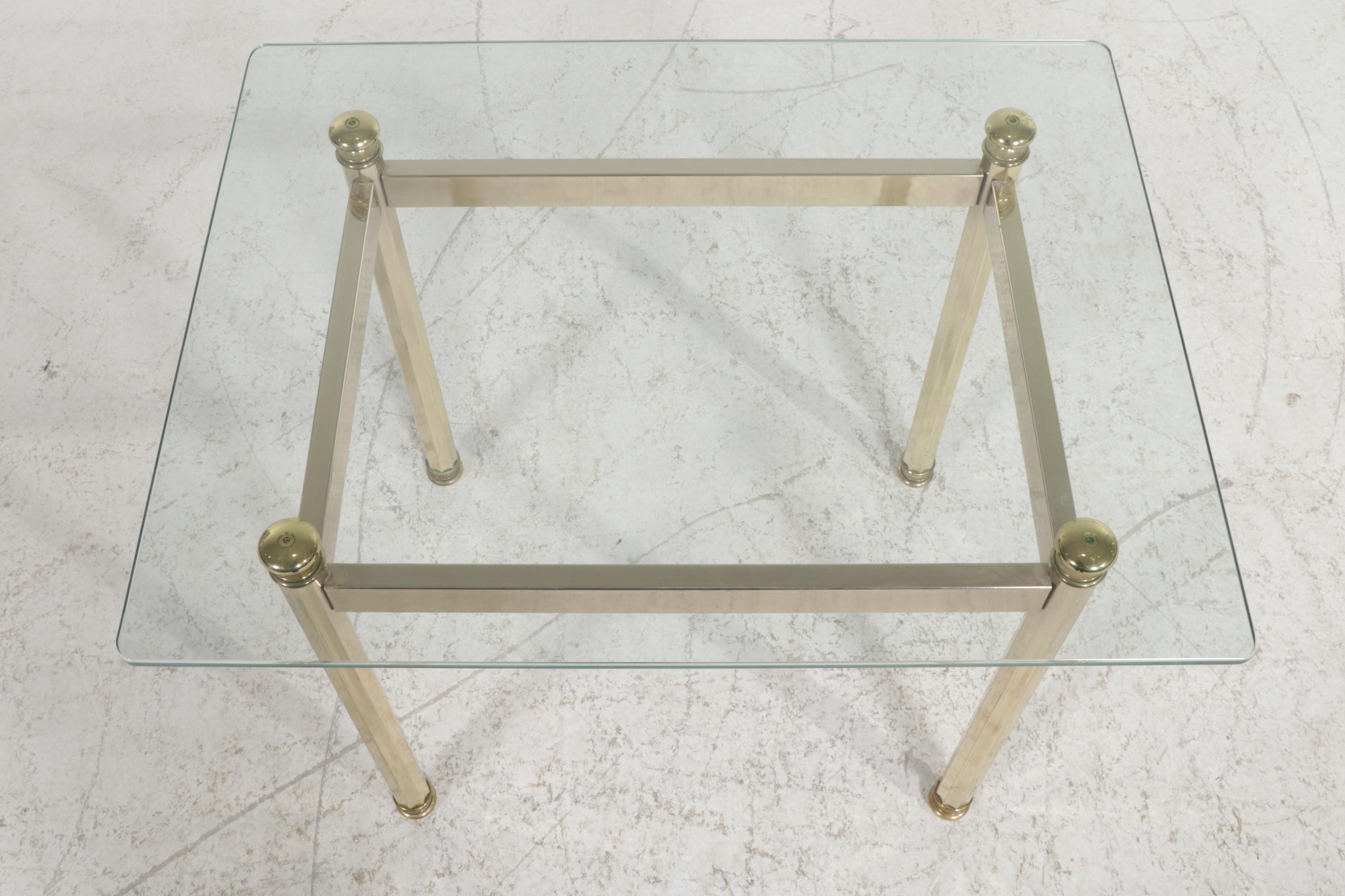Brass and Glass Top Rectangular End Table, Late 20th Century