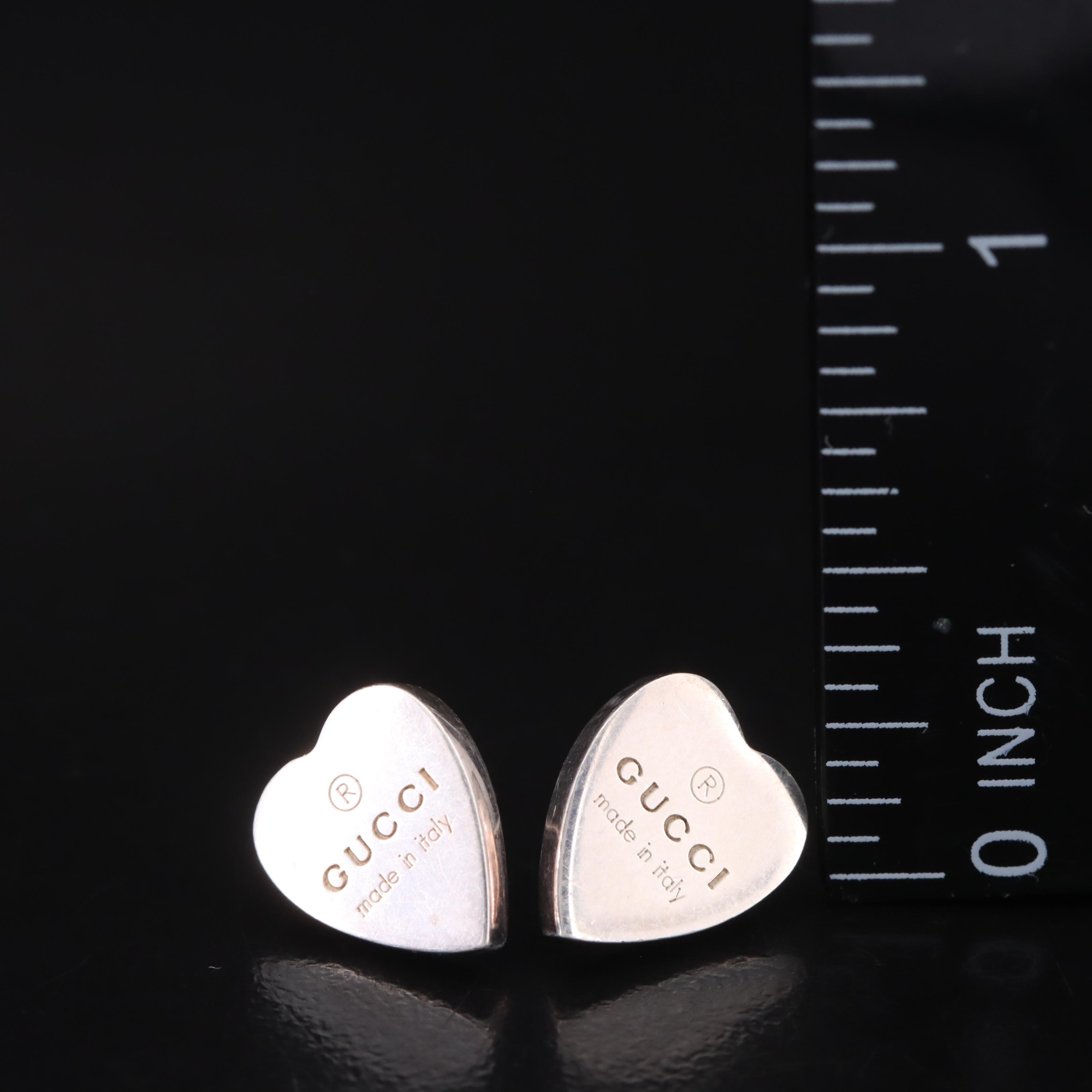 Gucci Sterling Silver Heart Earrings with Box