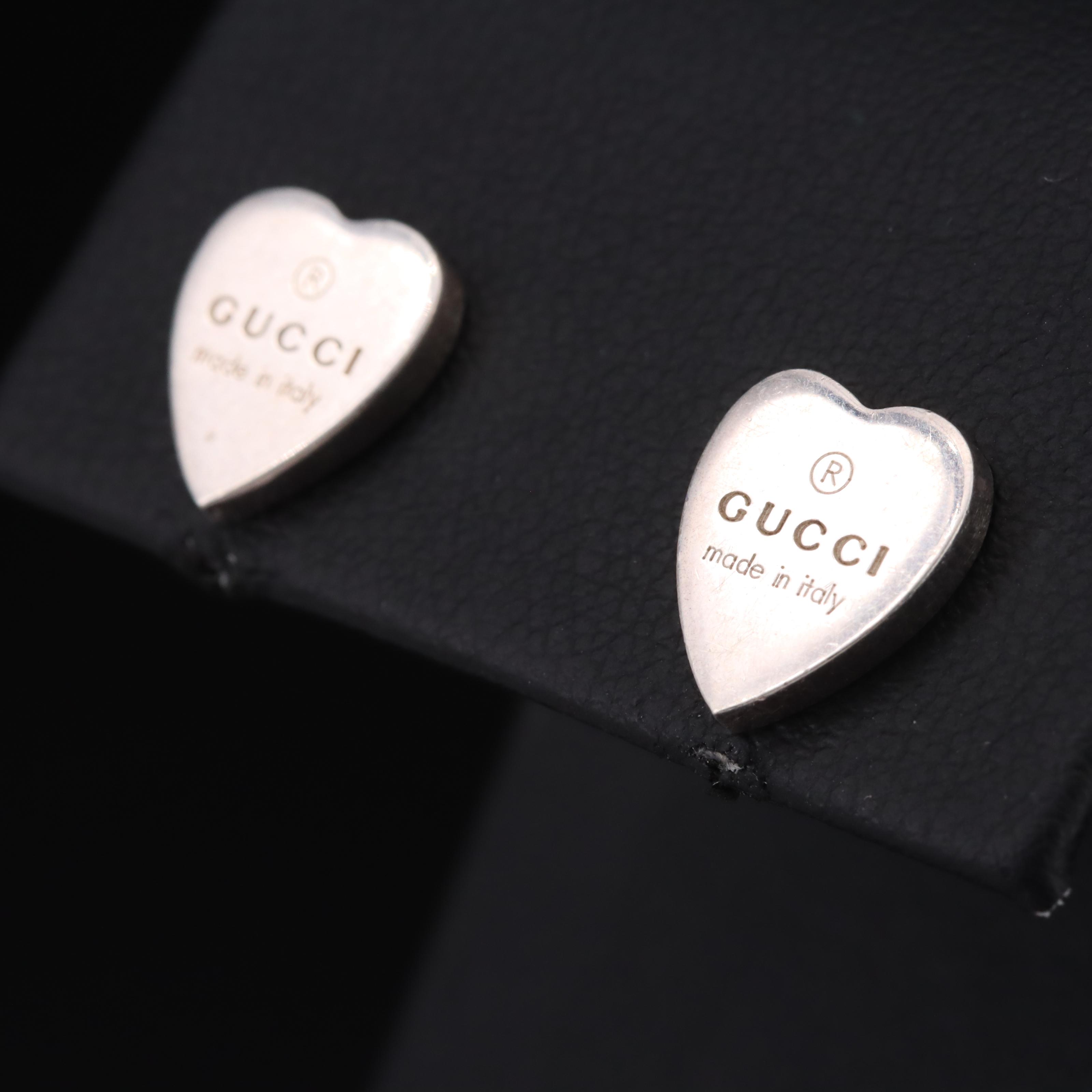 Gucci Sterling Silver Heart Earrings with Box