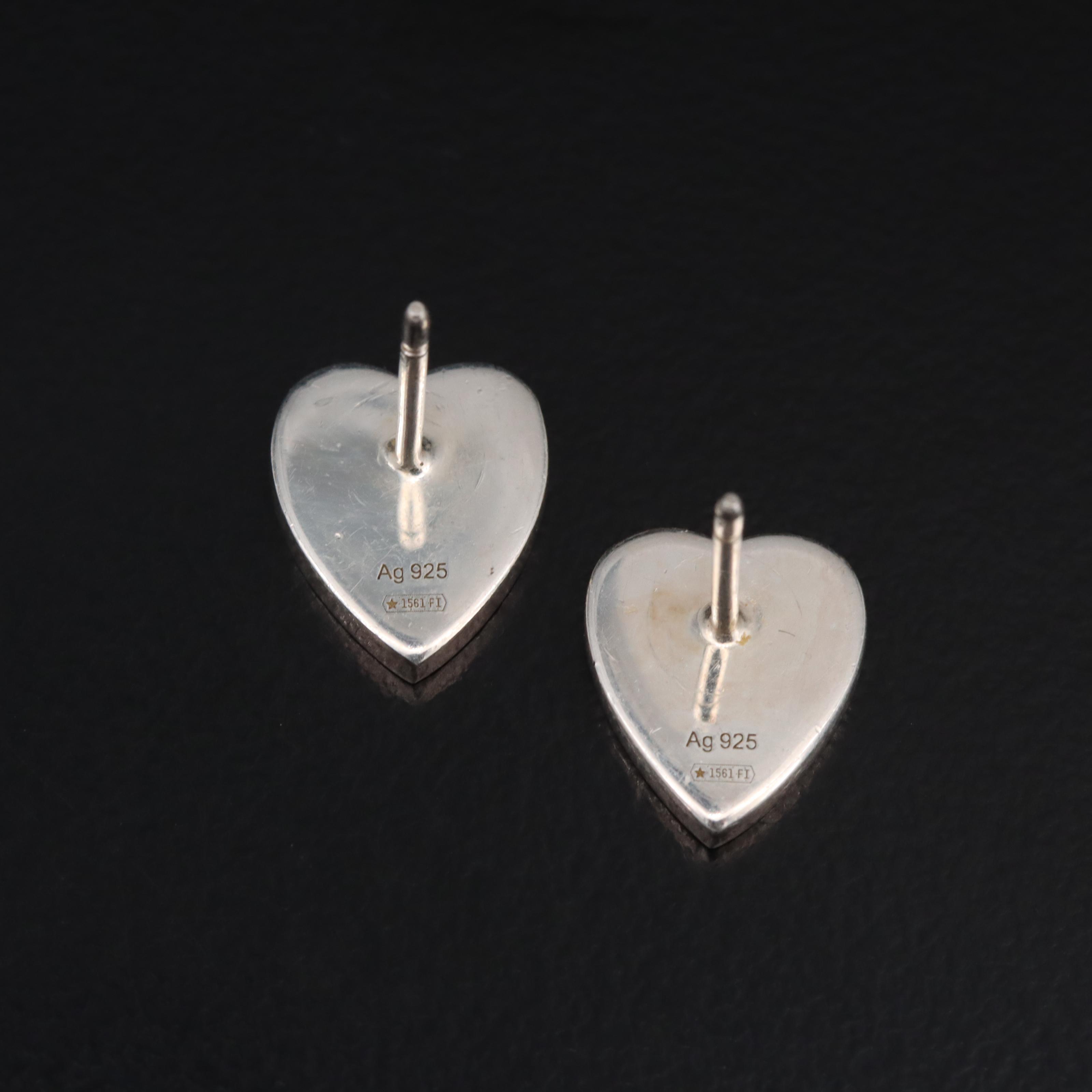 Gucci Sterling Silver Heart Earrings with Box