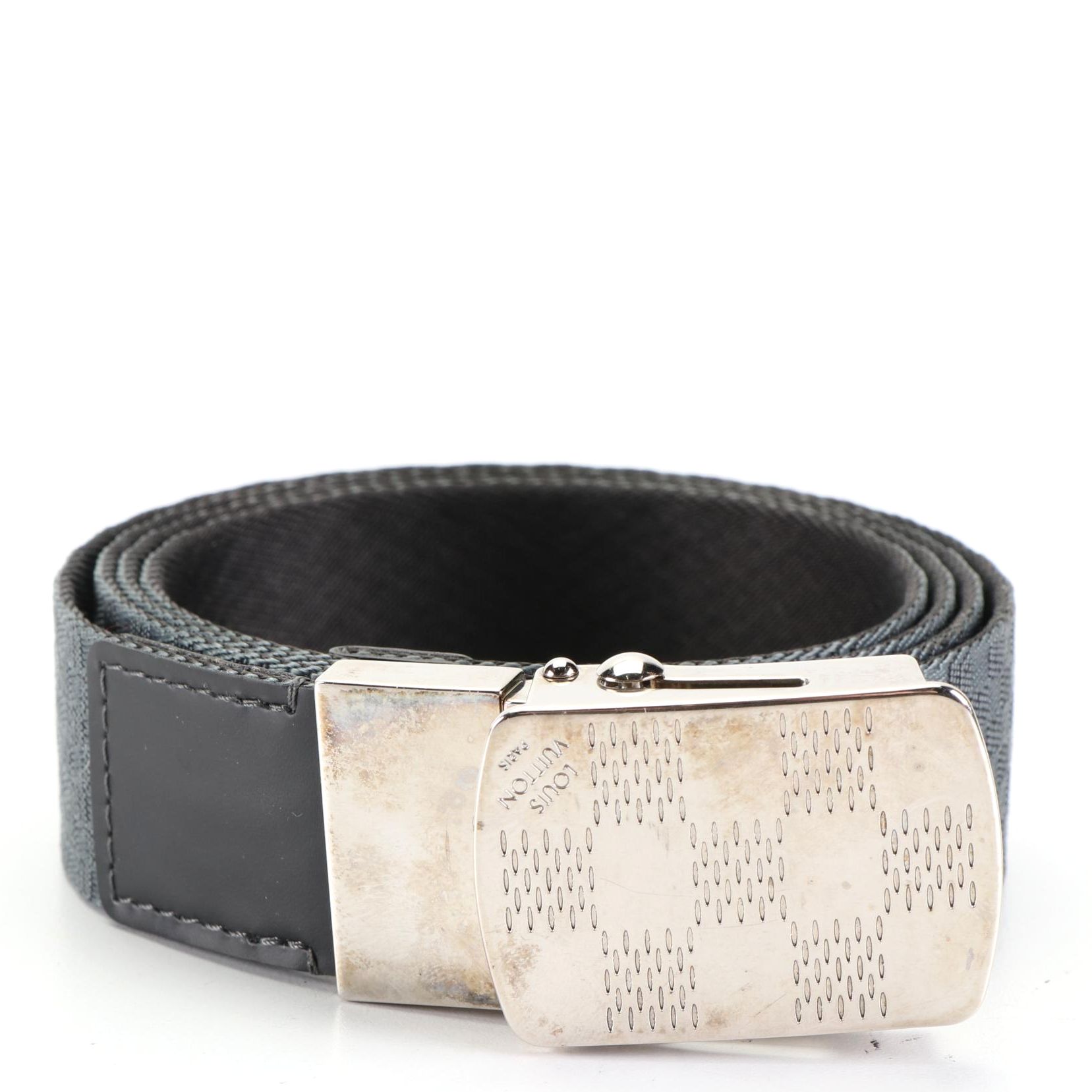 Louis Vuitton Damier Buckle on Graphite Nylon Damier Belt