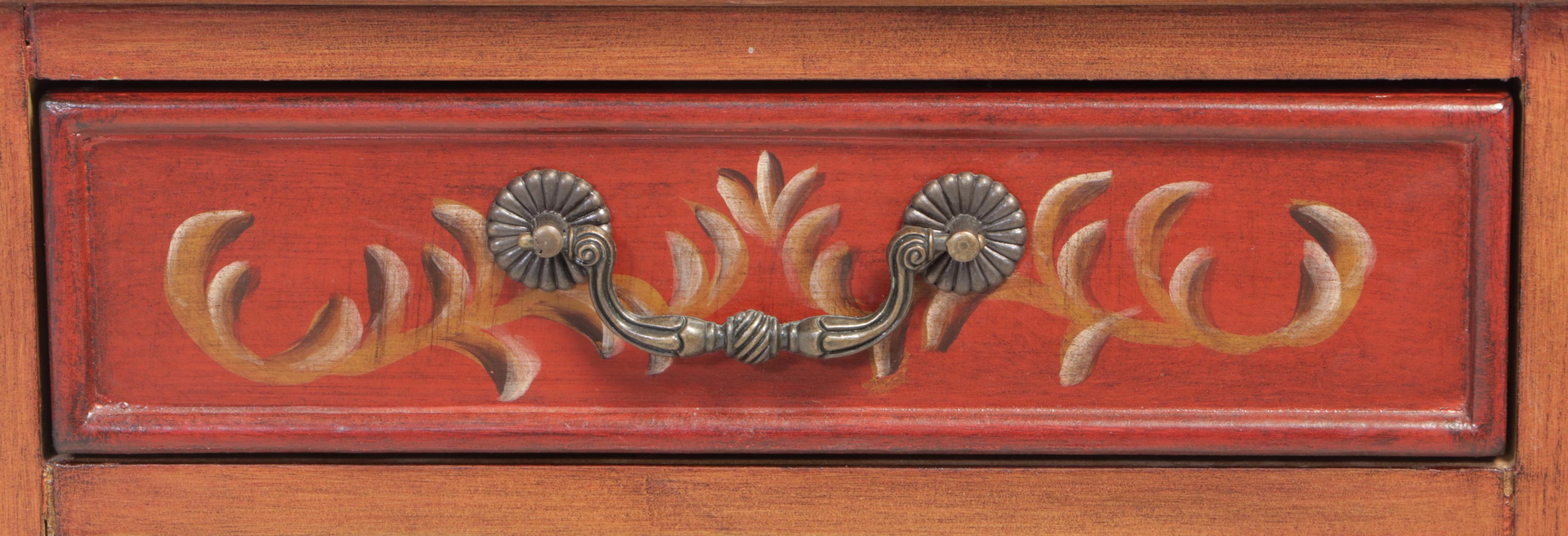 Venetian Style Paint-Decorated Seven-Drawer Jewelry Cabinet