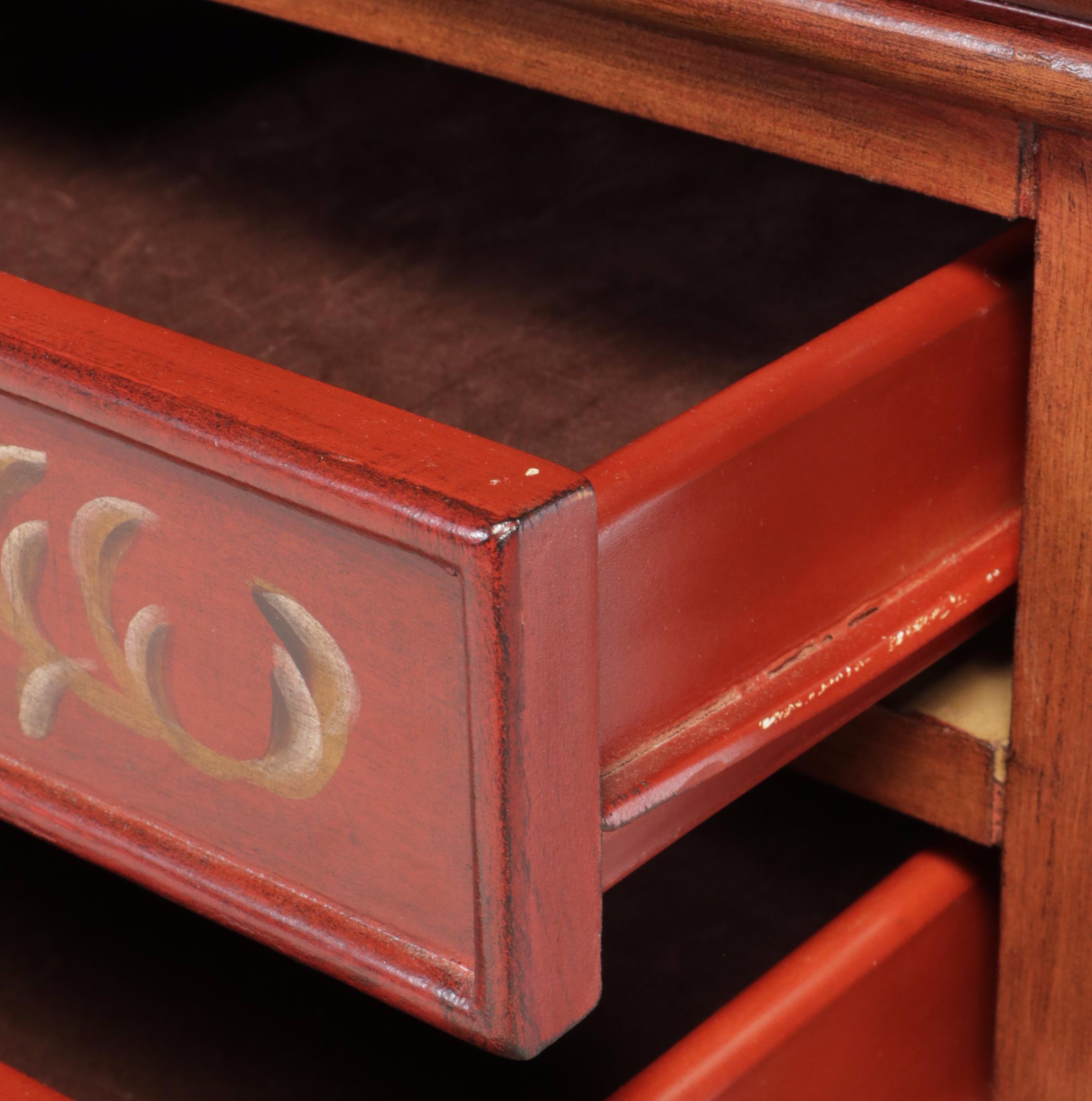 Venetian Style Paint-Decorated Seven-Drawer Jewelry Cabinet