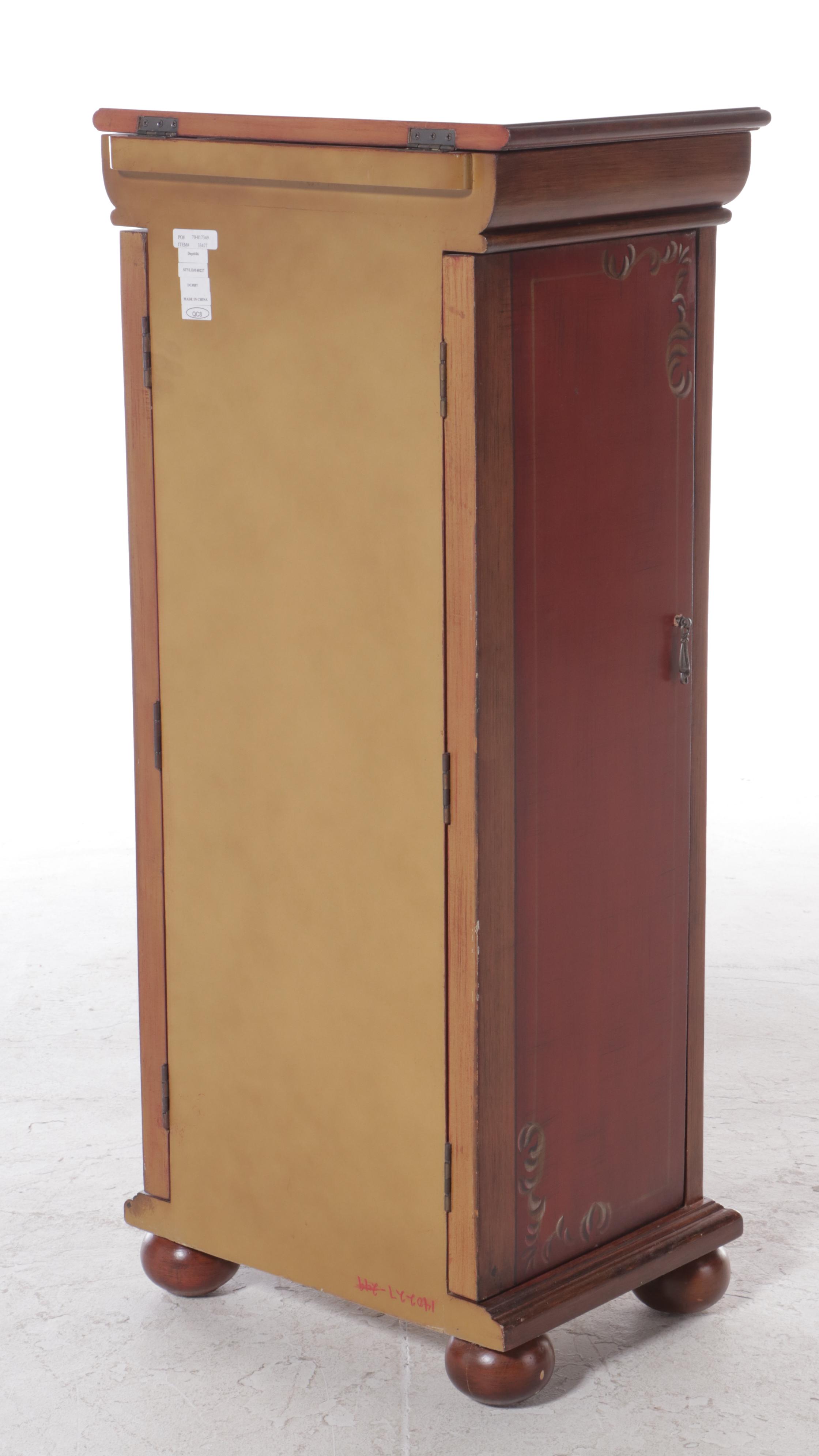 Venetian Style Paint-Decorated Seven-Drawer Jewelry Cabinet