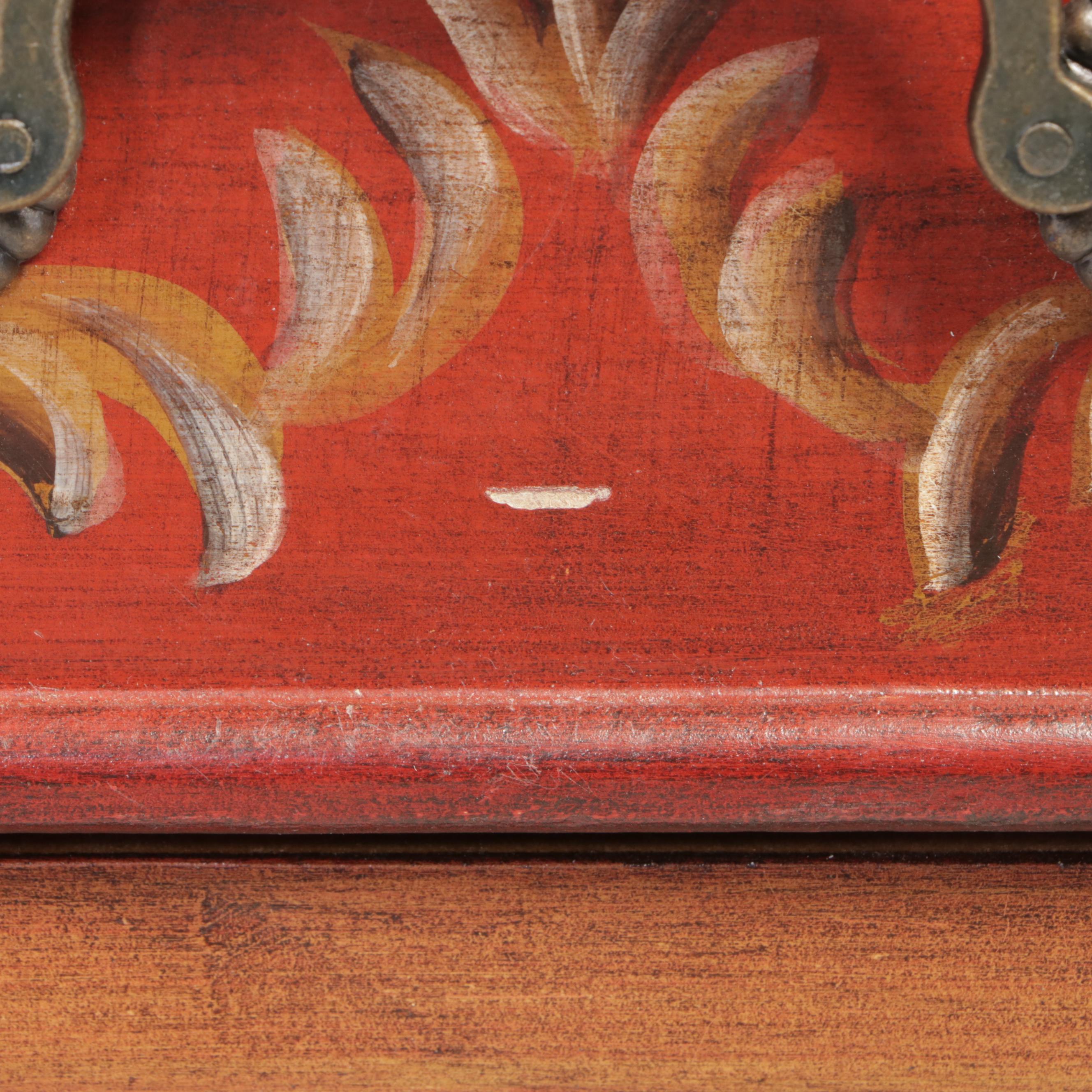 Venetian Style Paint-Decorated Seven-Drawer Jewelry Cabinet