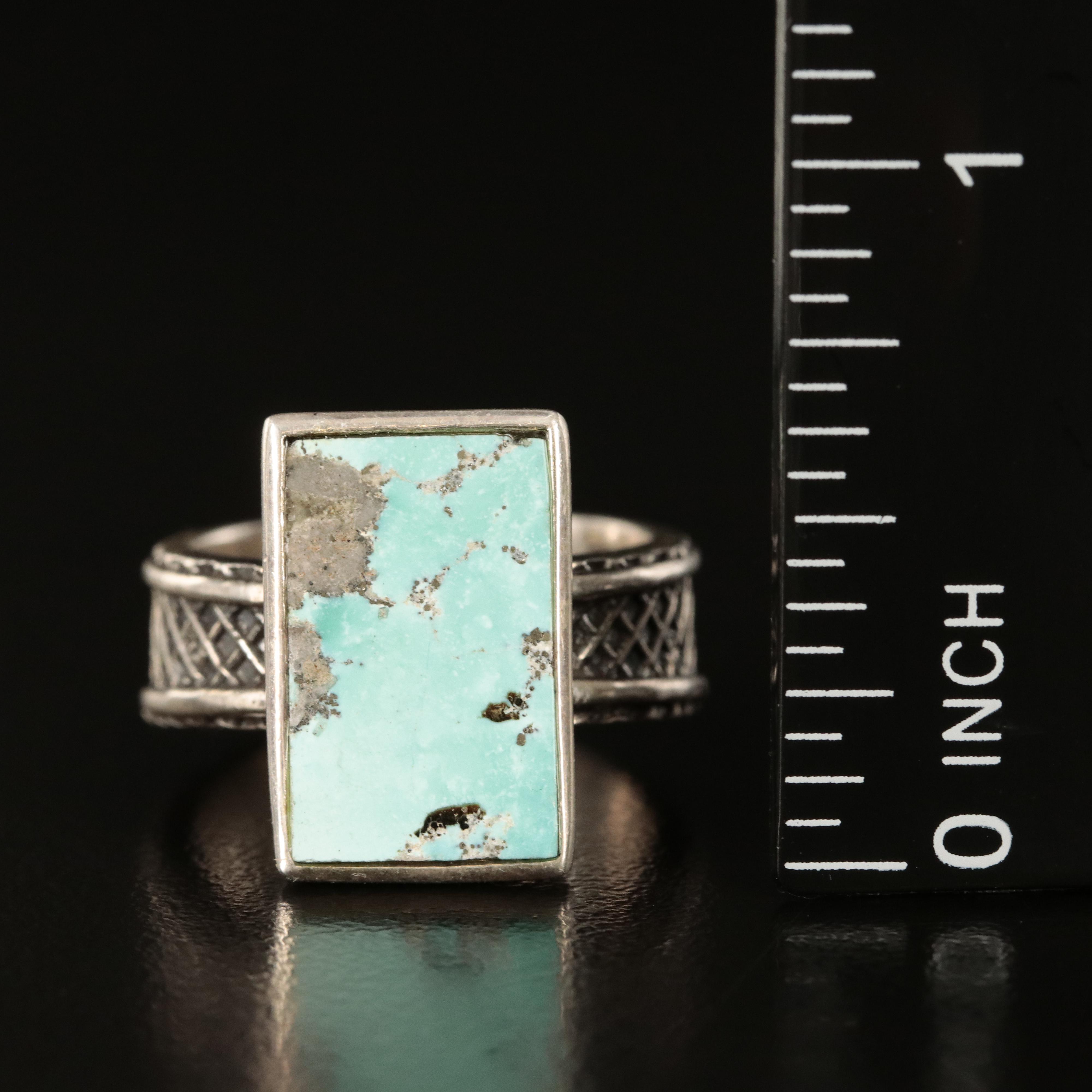 Studio Style Sterling Turquoise Ring Attributed to Kai Hill