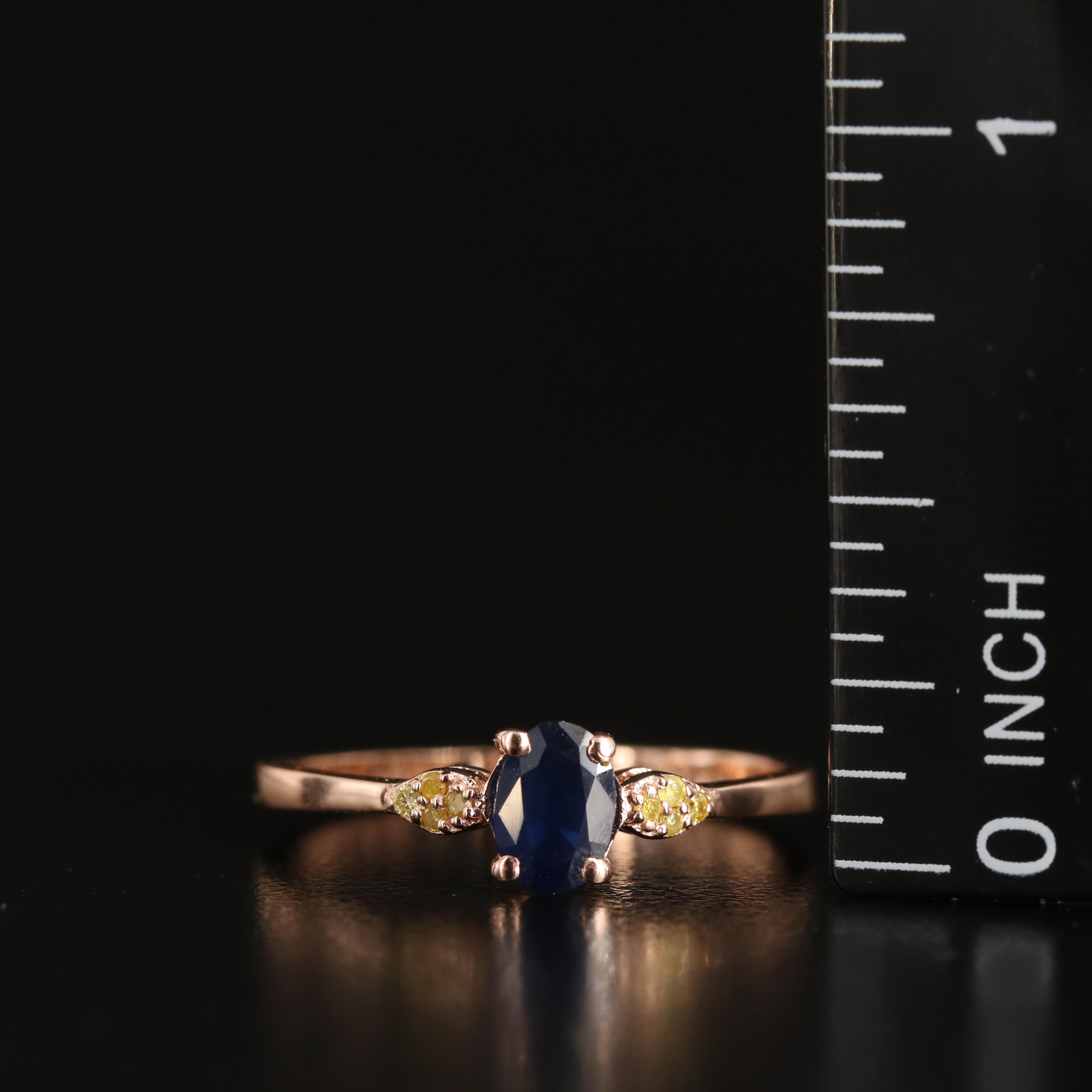 14K Rose Gold Sapphire and Diamond Ring