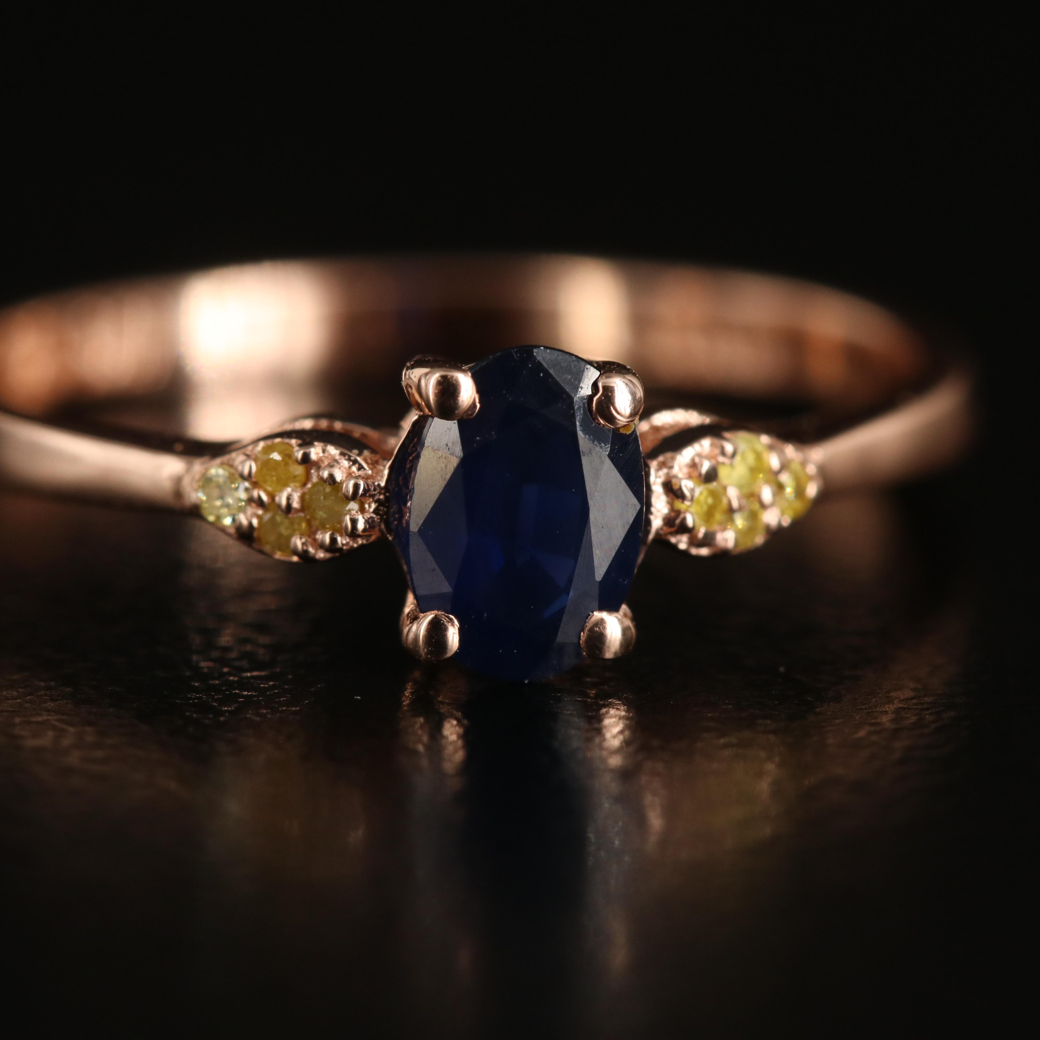 14K Rose Gold Sapphire and Diamond Ring