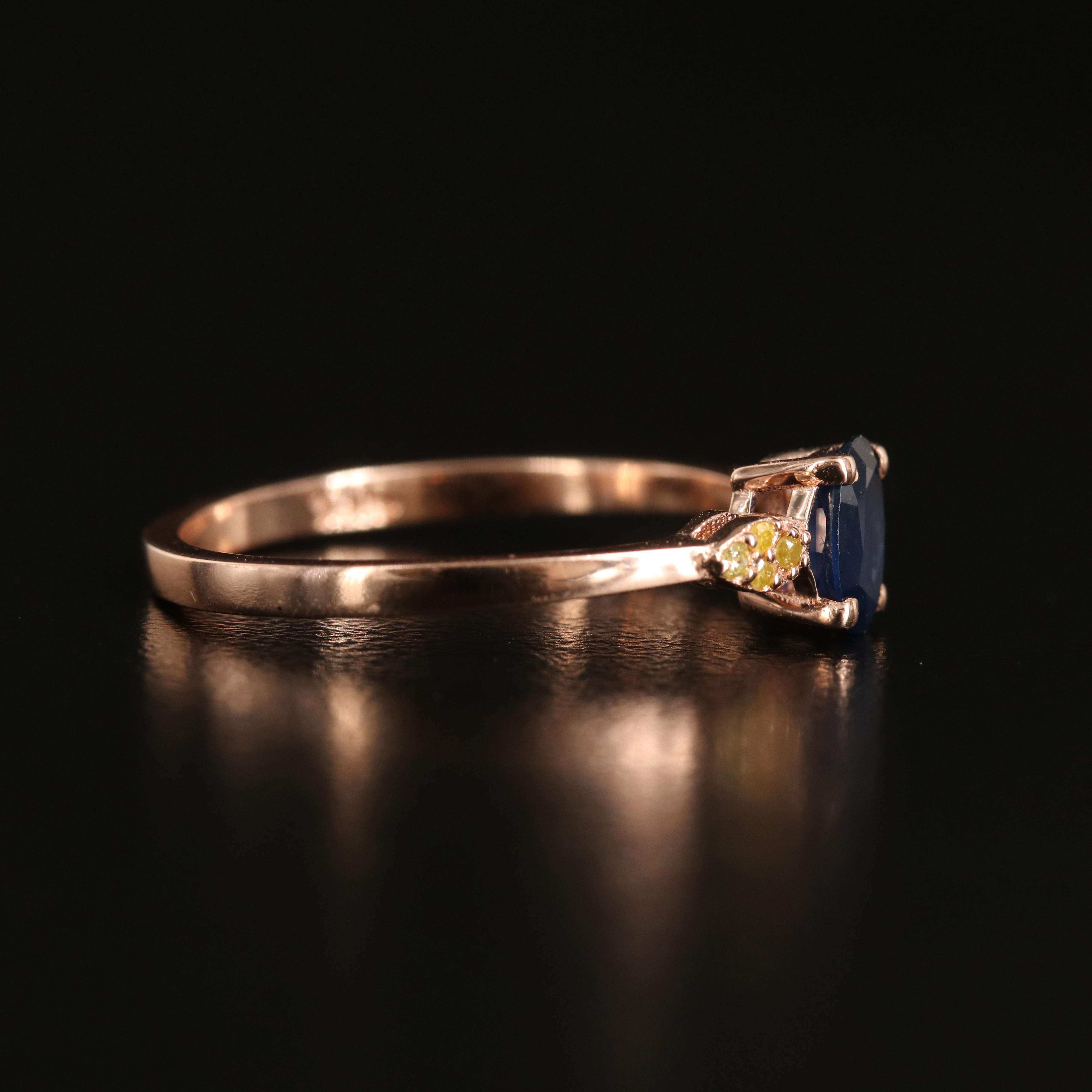 14K Rose Gold Sapphire and Diamond Ring