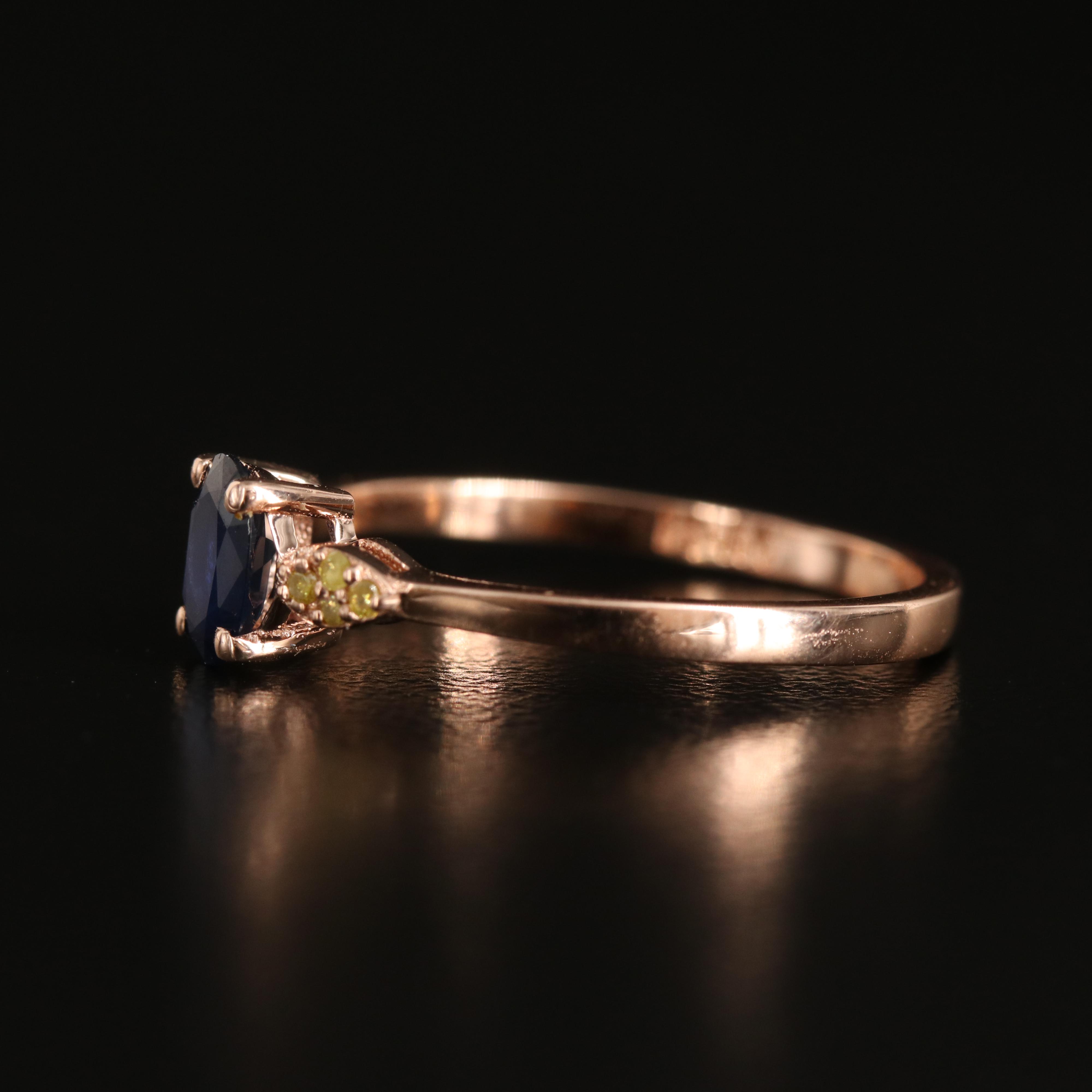 14K Rose Gold Sapphire and Diamond Ring