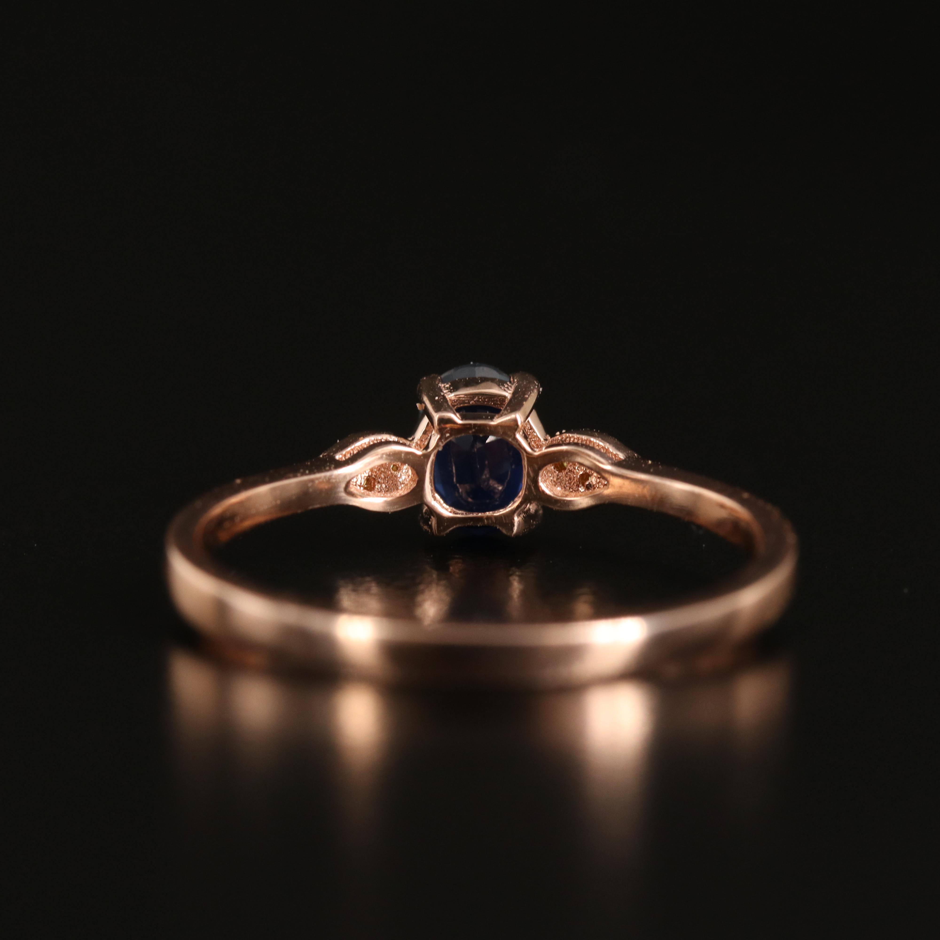 14K Rose Gold Sapphire and Diamond Ring