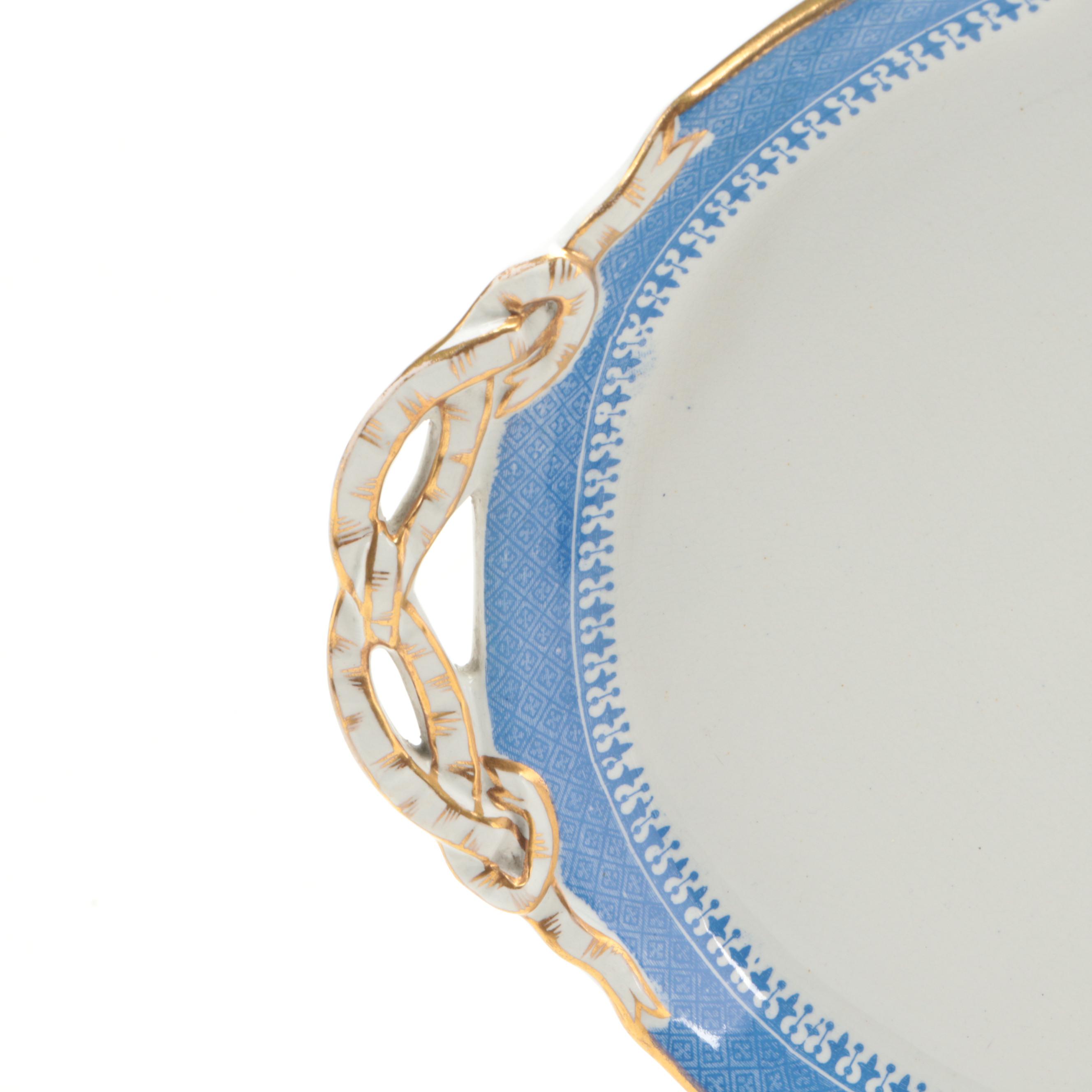 Copeland "Blue Willow" Scalloped Porcelain Tray, Late 19th Century