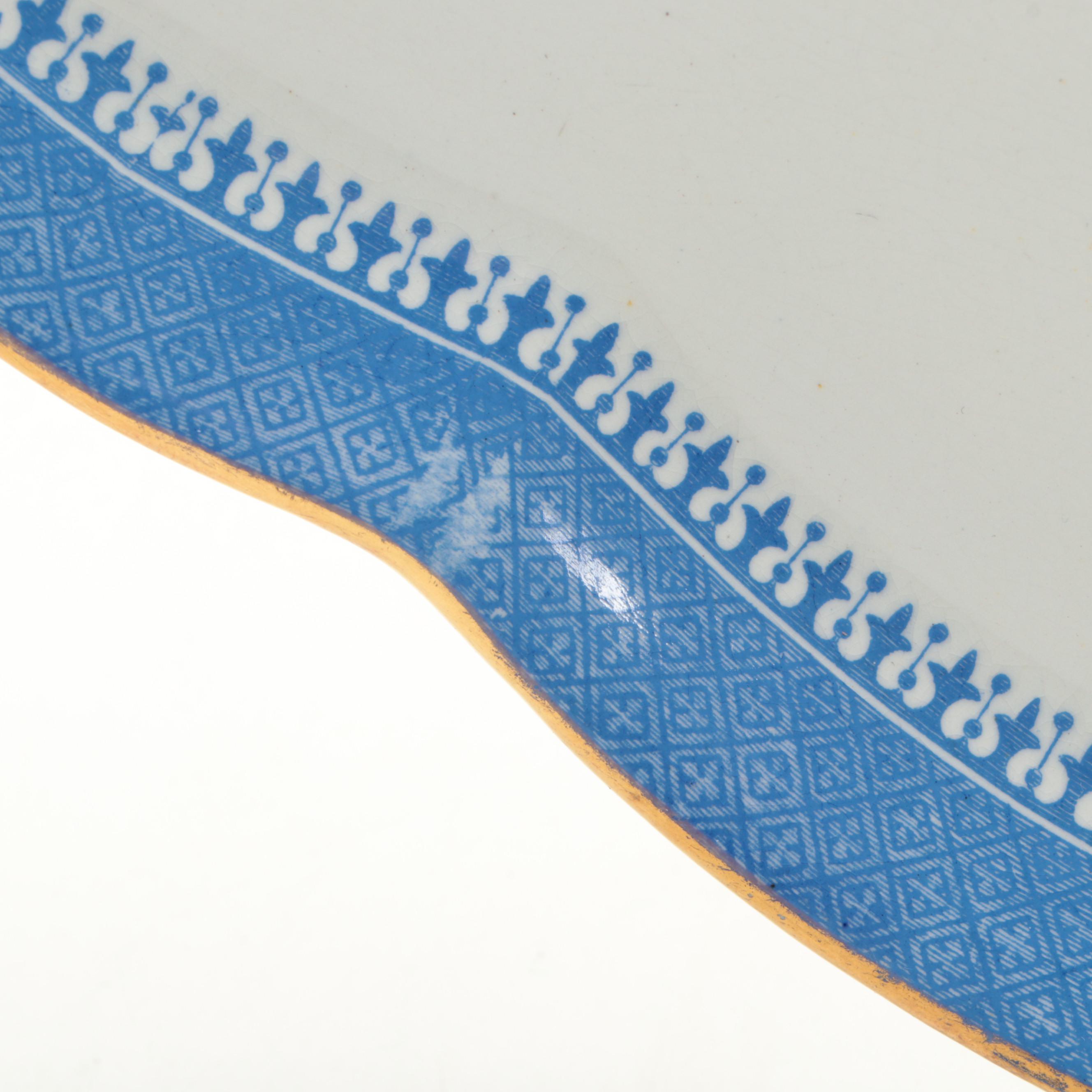 Copeland "Blue Willow" Scalloped Porcelain Tray, Late 19th Century
