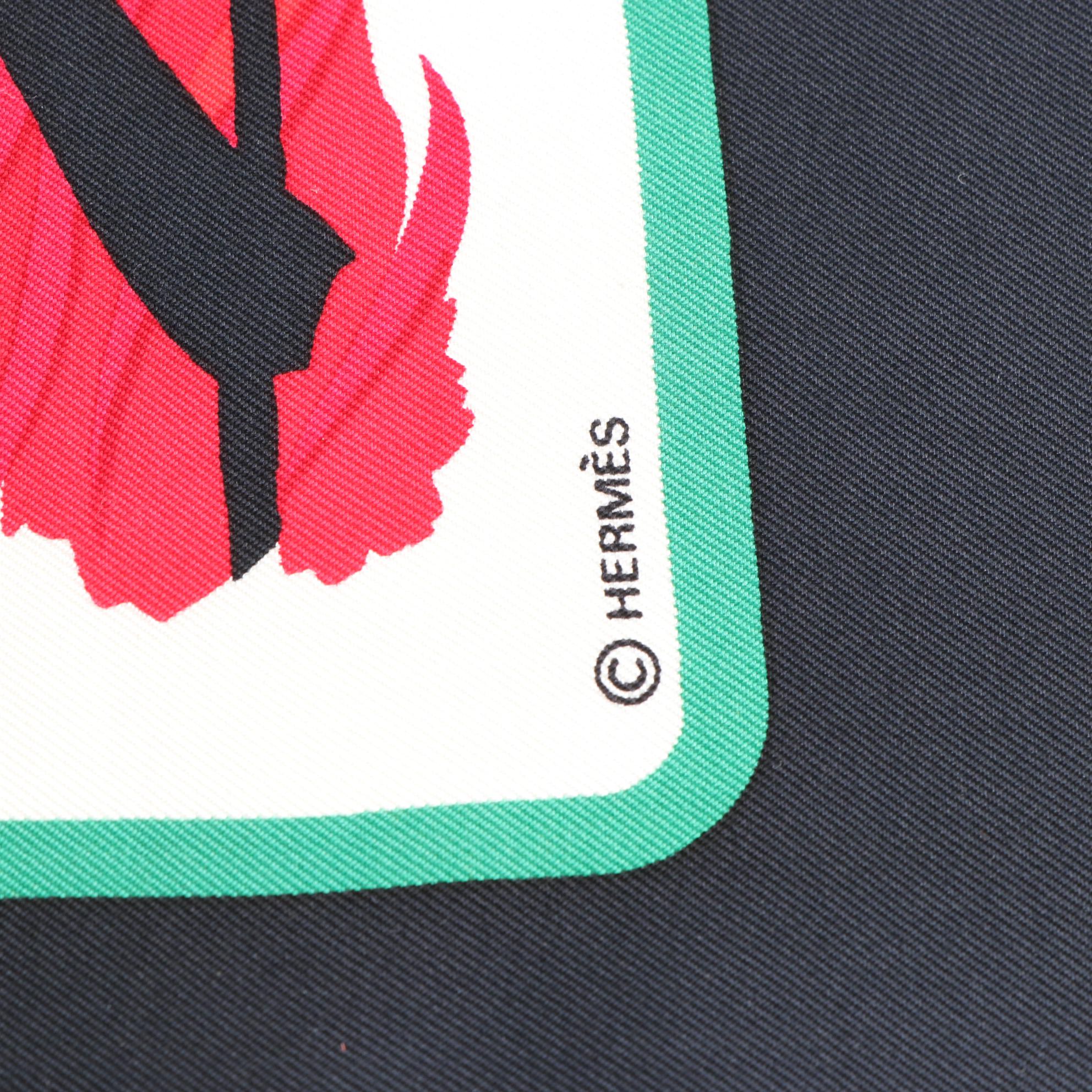 Hermès "Cols Verts" Scarf 90 in Silk Twill