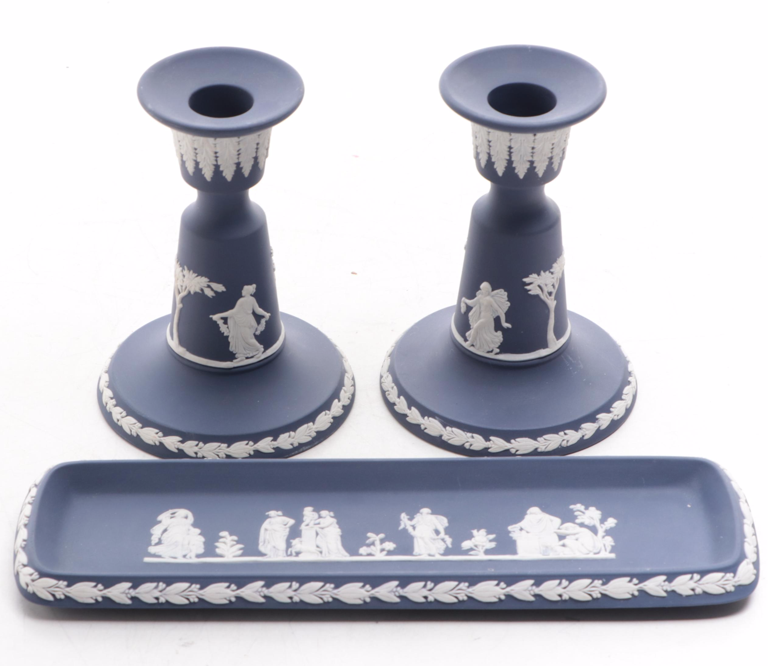 Wedgwood Cream on Celadon and Portland Blue Jasperware Décor