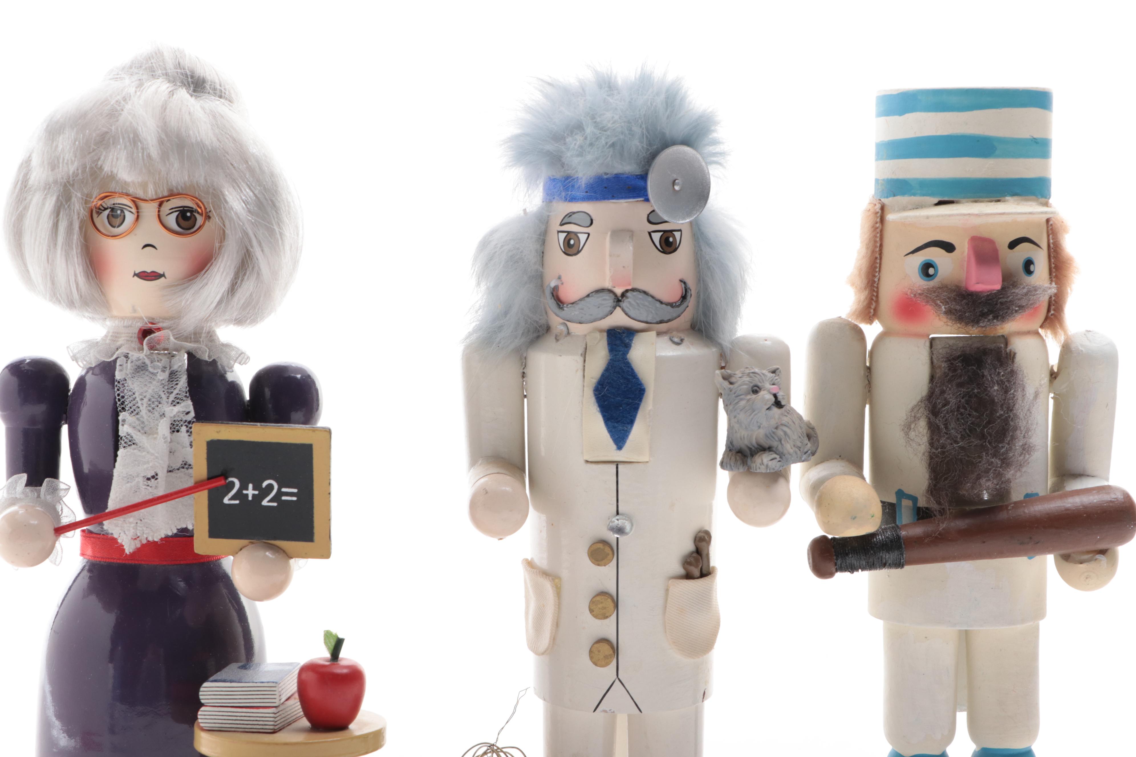 Nutcracker Village and Other Wooden Nutcrackers Including "Veterinarian"