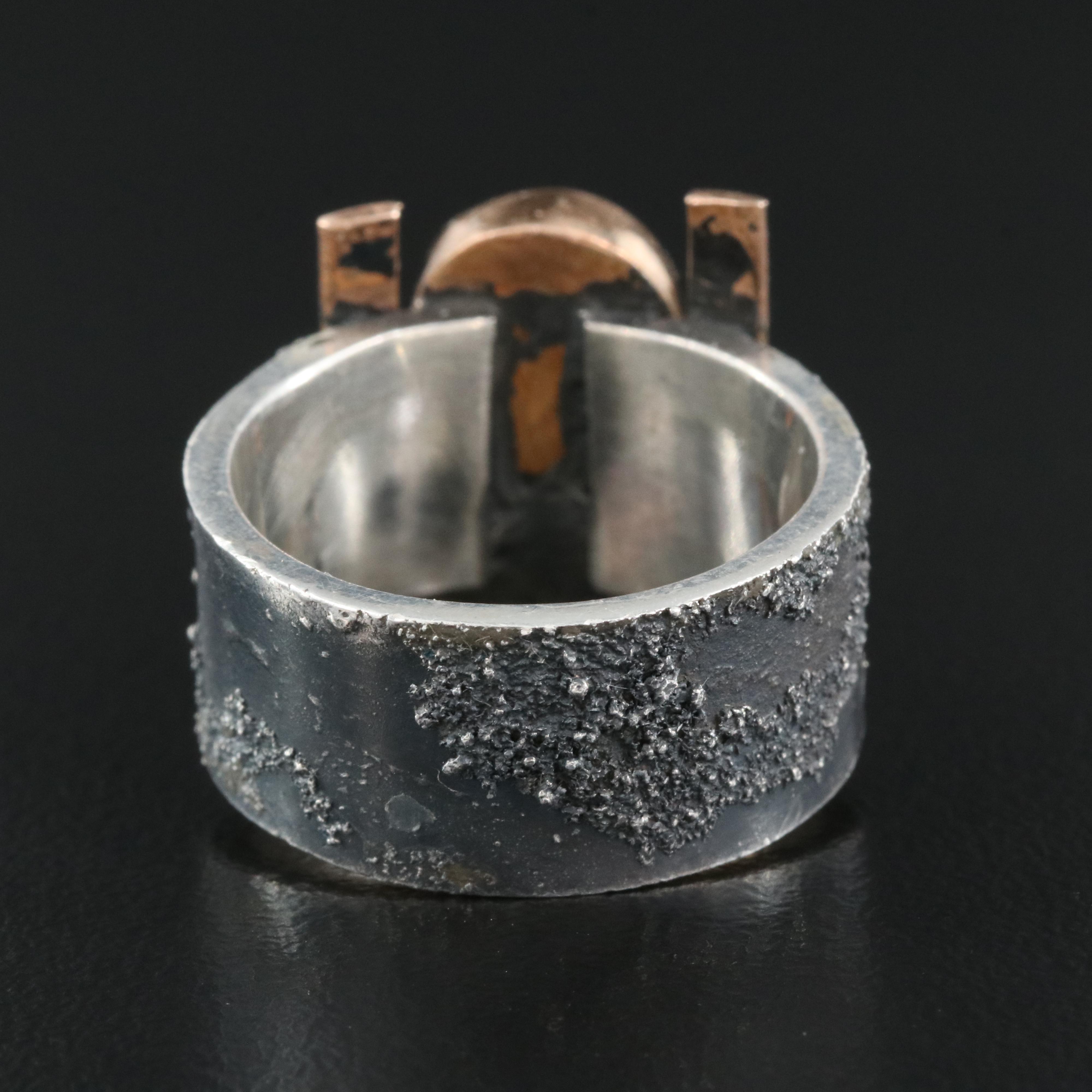 Sterling Turquoise Reticulated Band Attributed to Kai Hill