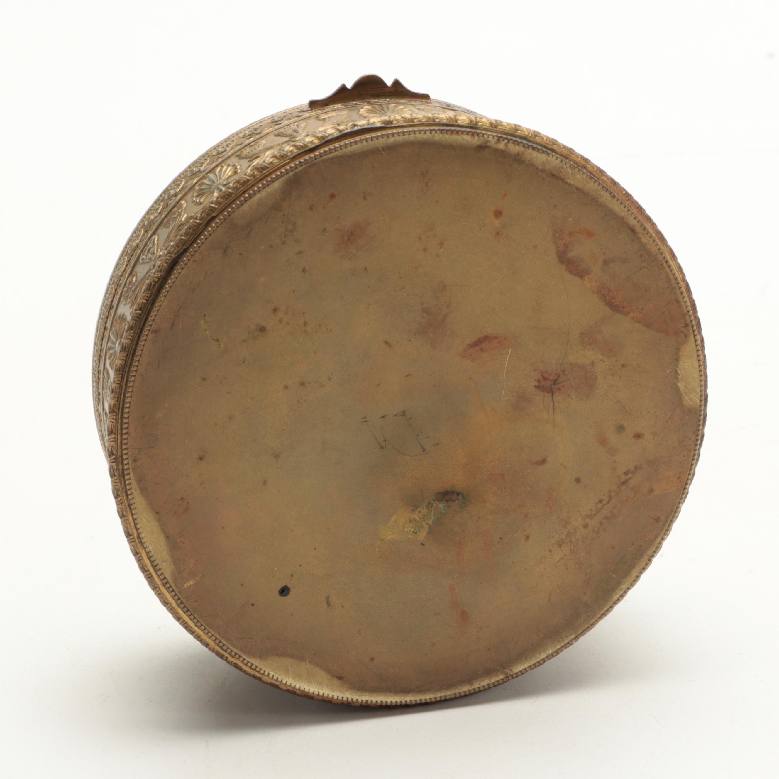 French Brass Vanity Box with Limoges Teapot, Dresden Covered Mug and More