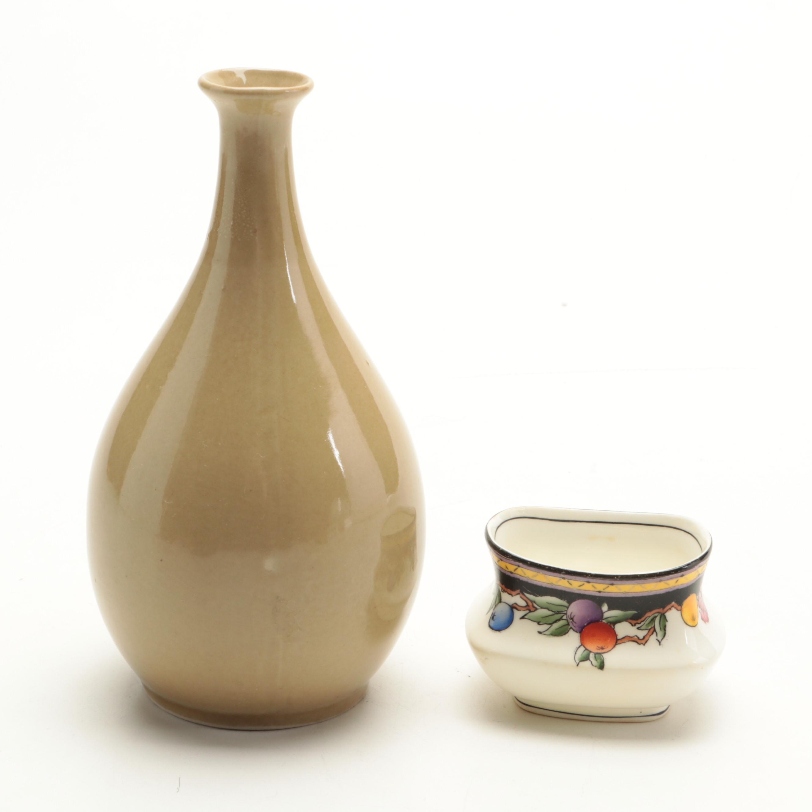 French Brass Vanity Box with Limoges Teapot, Dresden Covered Mug and More