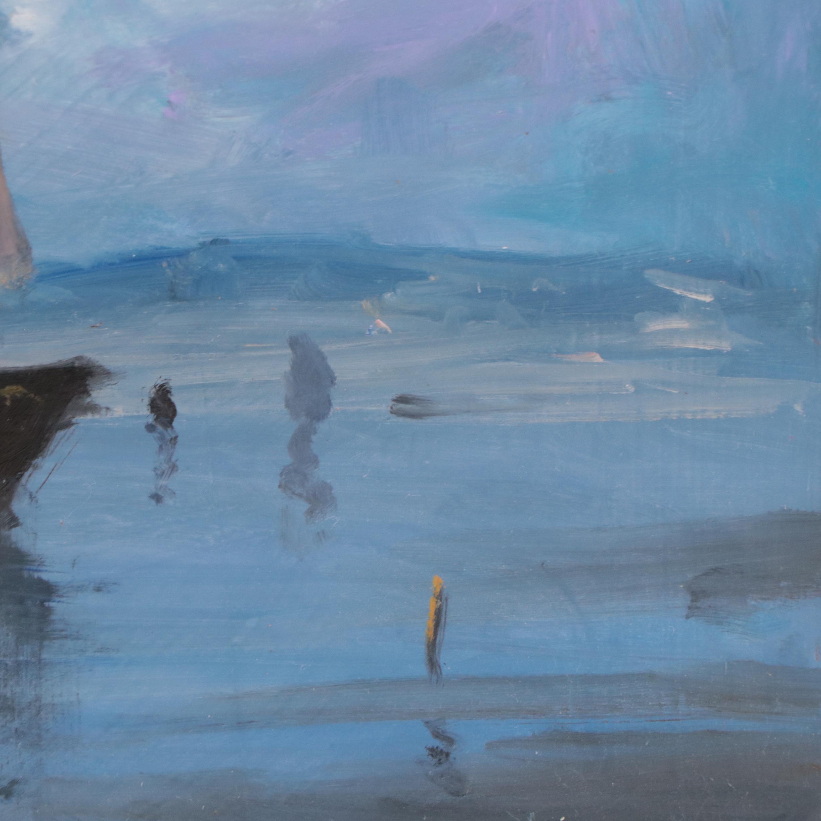 Nino Pippa Oil Painting "Chinese Junk by Hong Kong Harbor," 2016