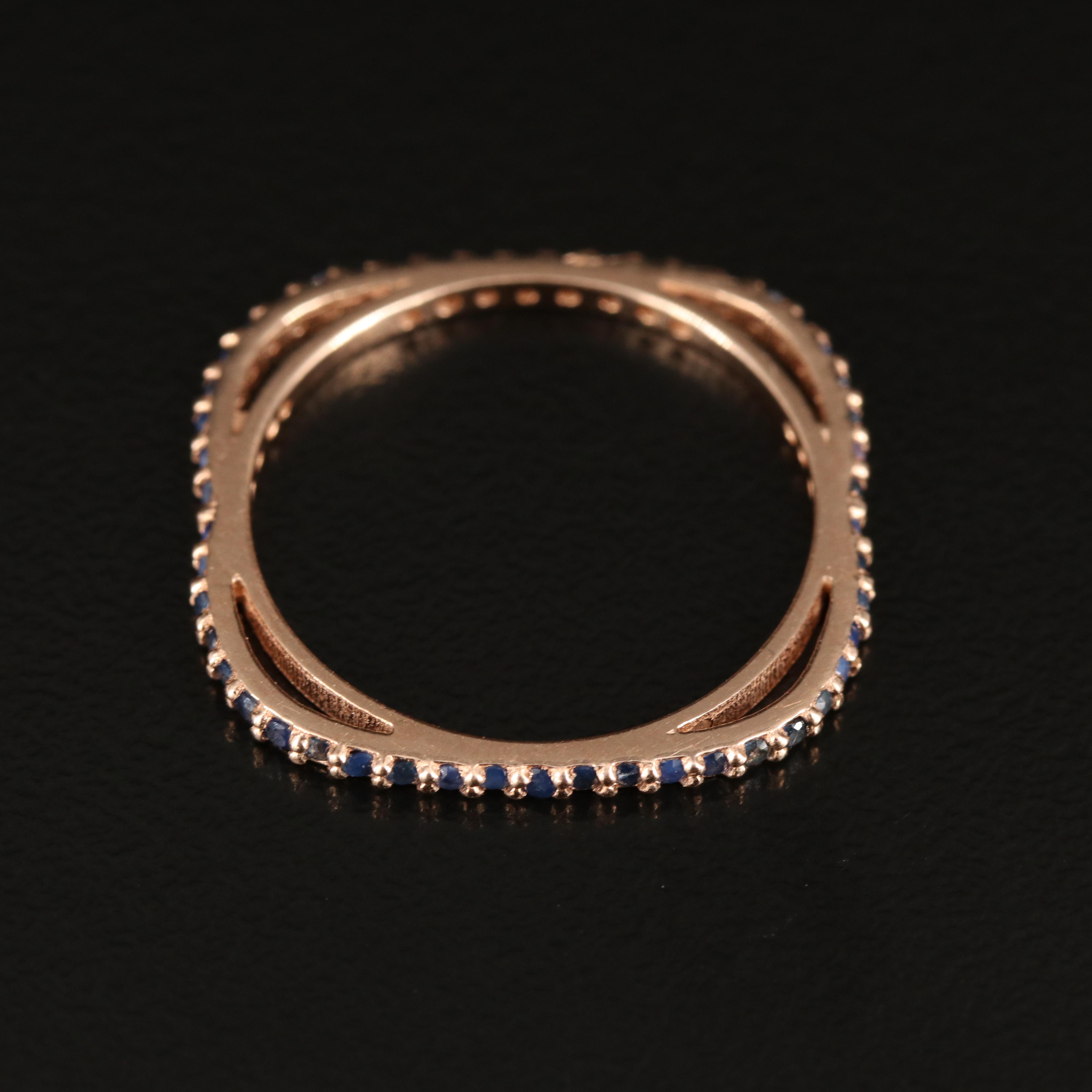 14K Rose Gold Sapphire Square Ring