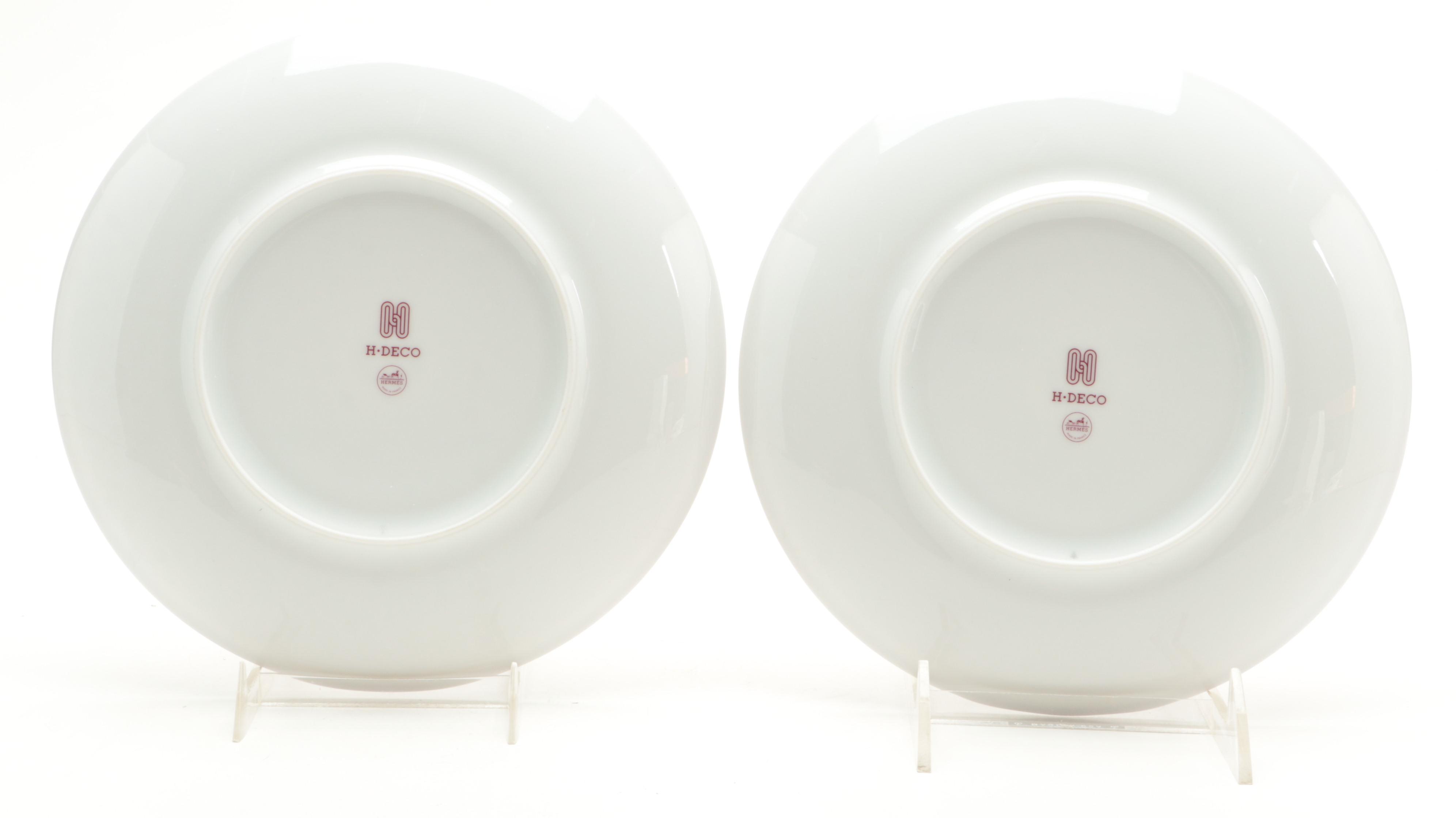 Hermès "H Deco" Porcelain Dessert Plates