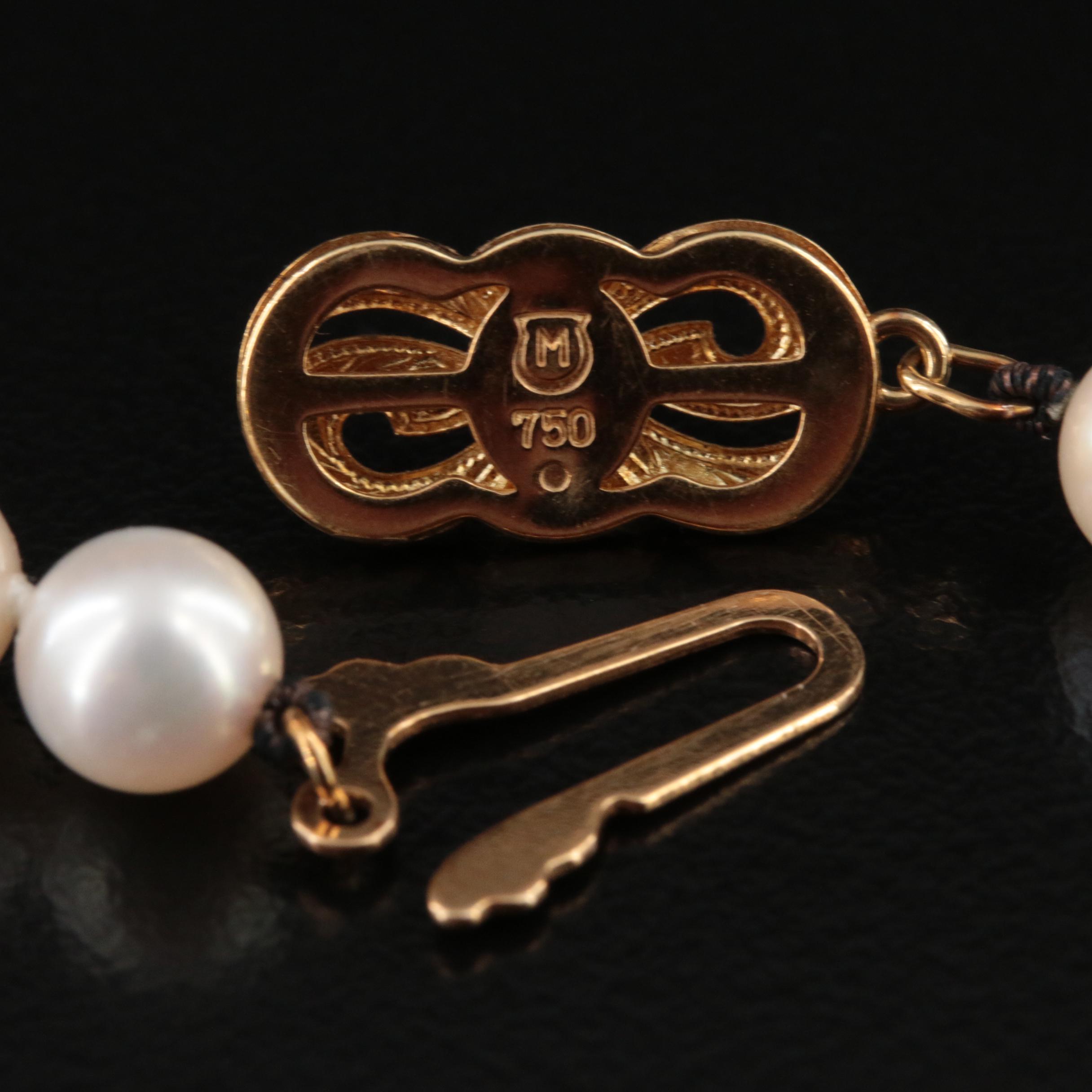 Mikimoto Pearl Necklace with 18K Clasp