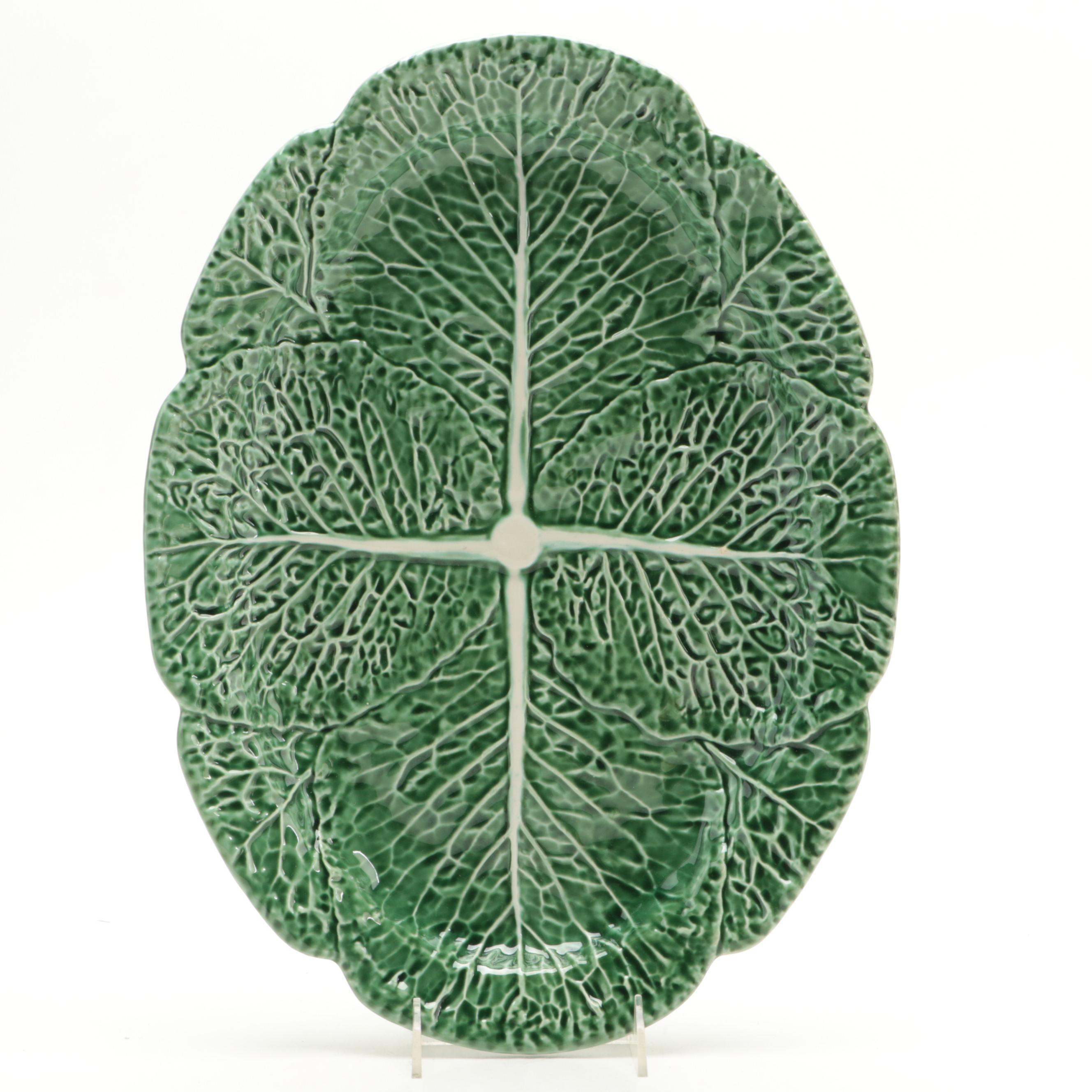 Zell Baden Majolica Plates, Bordallo Pinheiro Cabbage Platter and Other Majolica