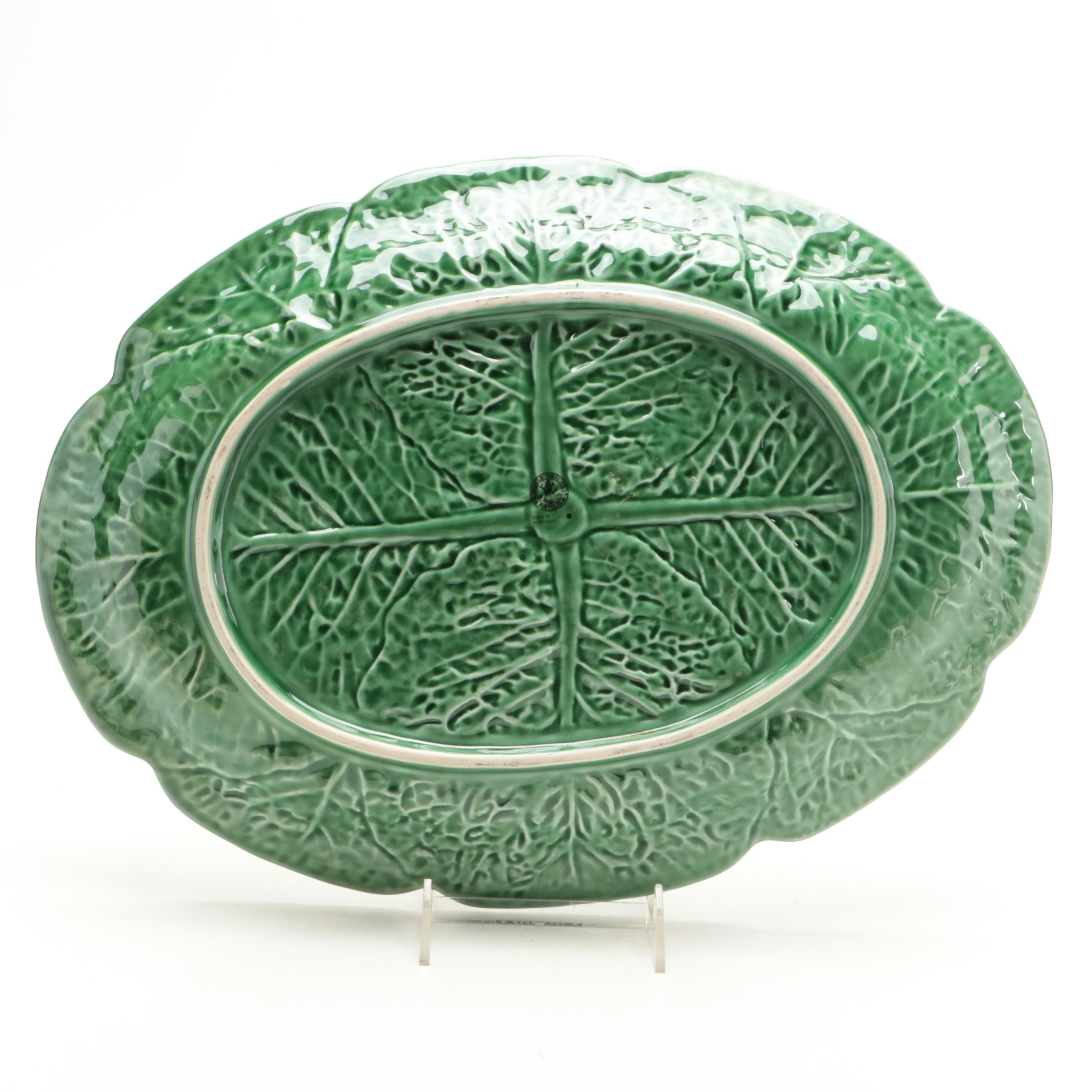 Zell Baden Majolica Plates, Bordallo Pinheiro Cabbage Platter and Other Majolica