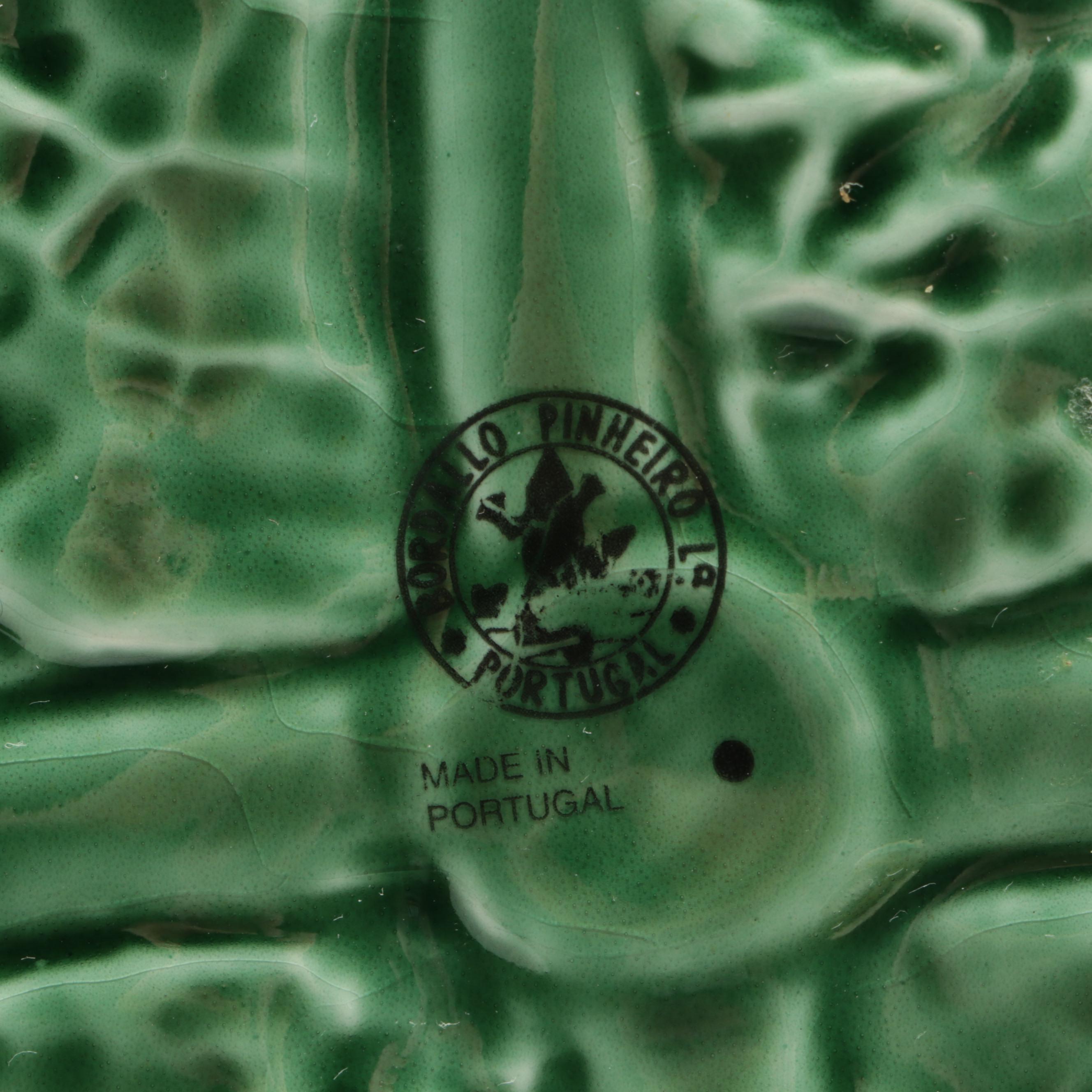 Zell Baden Majolica Plates, Bordallo Pinheiro Cabbage Platter and Other Majolica