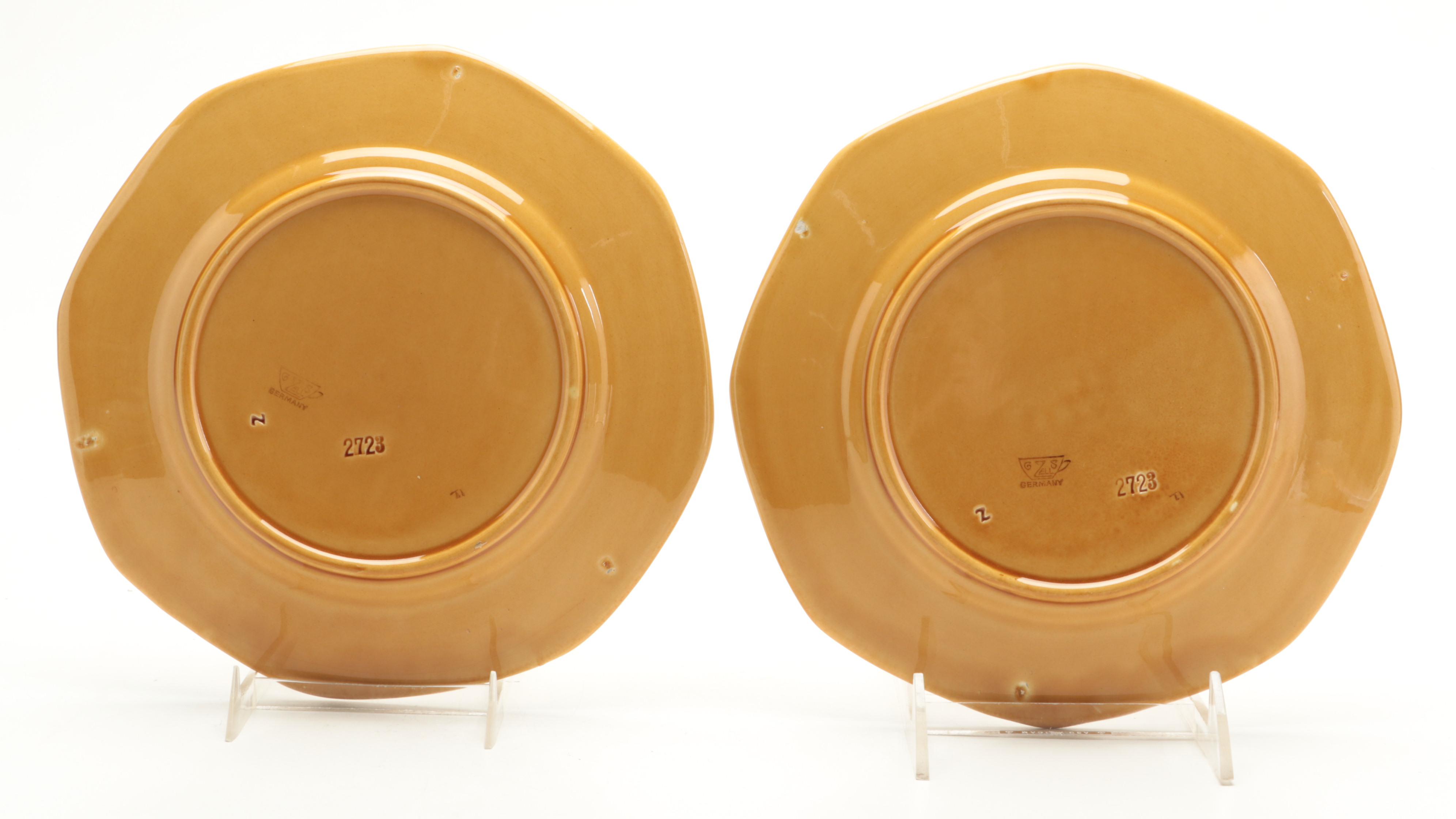 Zell Baden Majolica Plates, Bordallo Pinheiro Cabbage Platter and Other Majolica