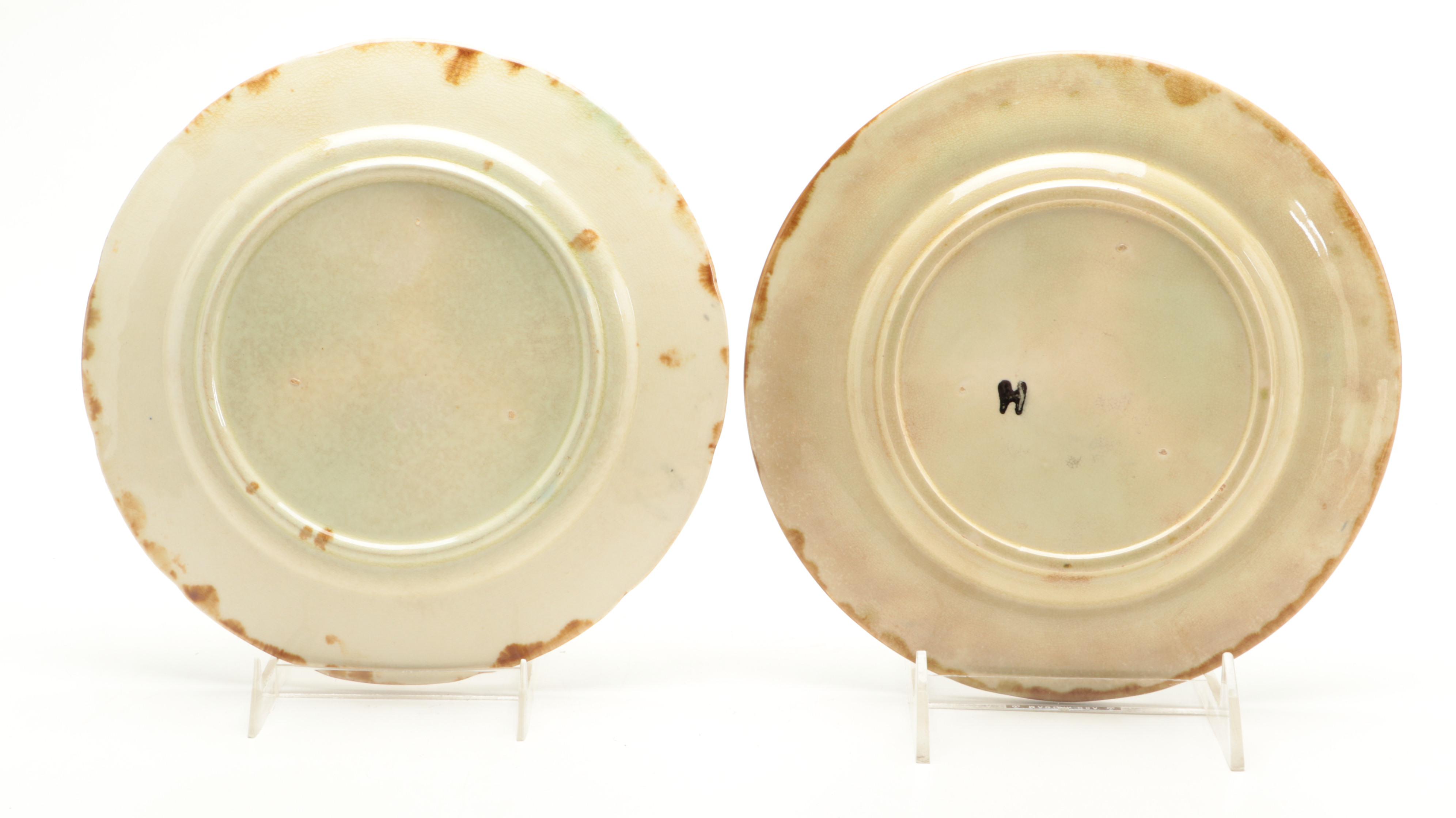 Zell Baden Majolica Plates, Bordallo Pinheiro Cabbage Platter and Other Majolica