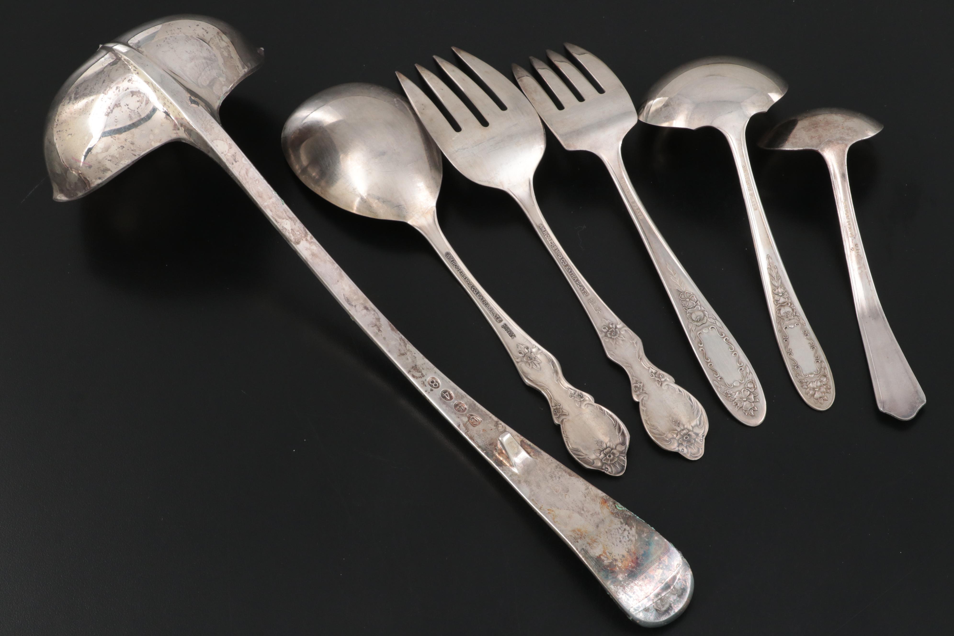 Wm Rogers Mfg Co and Other Silver Plate Flatware and Serving Utensils