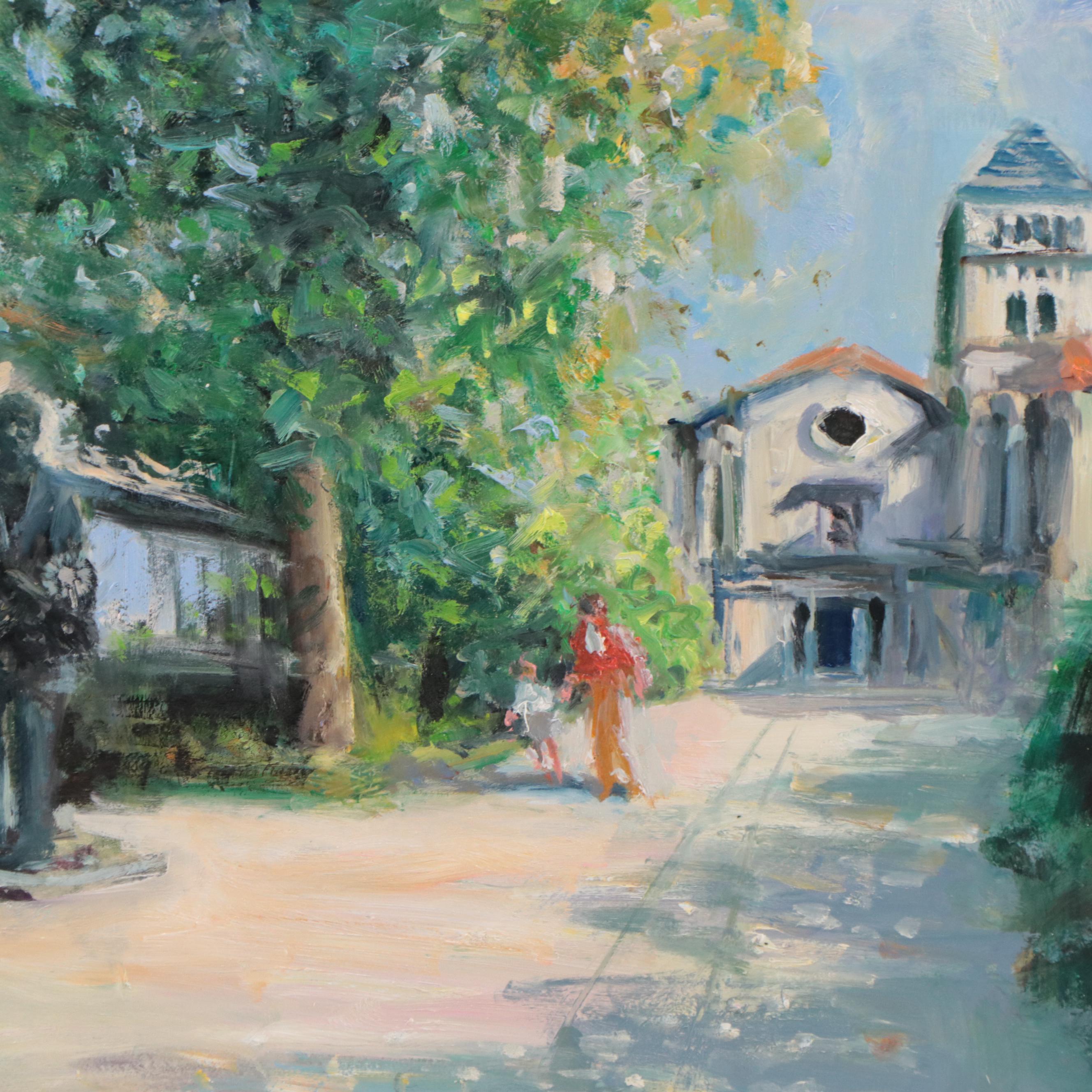 Nino Pippa Oil Painting "Vincent Van Gogh Asylum and Statue at St. Remy"