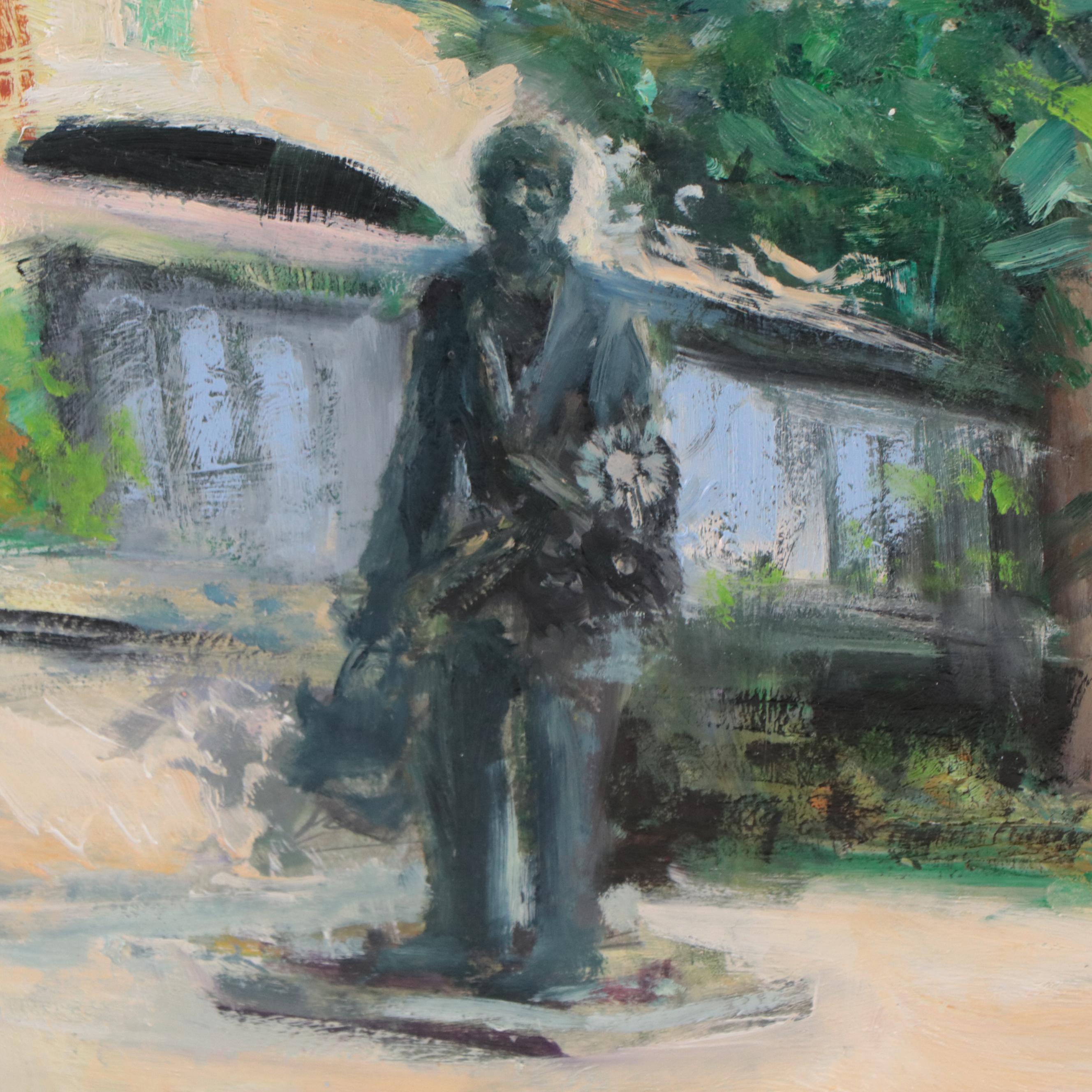 Nino Pippa Oil Painting "Vincent Van Gogh Asylum and Statue at St. Remy"