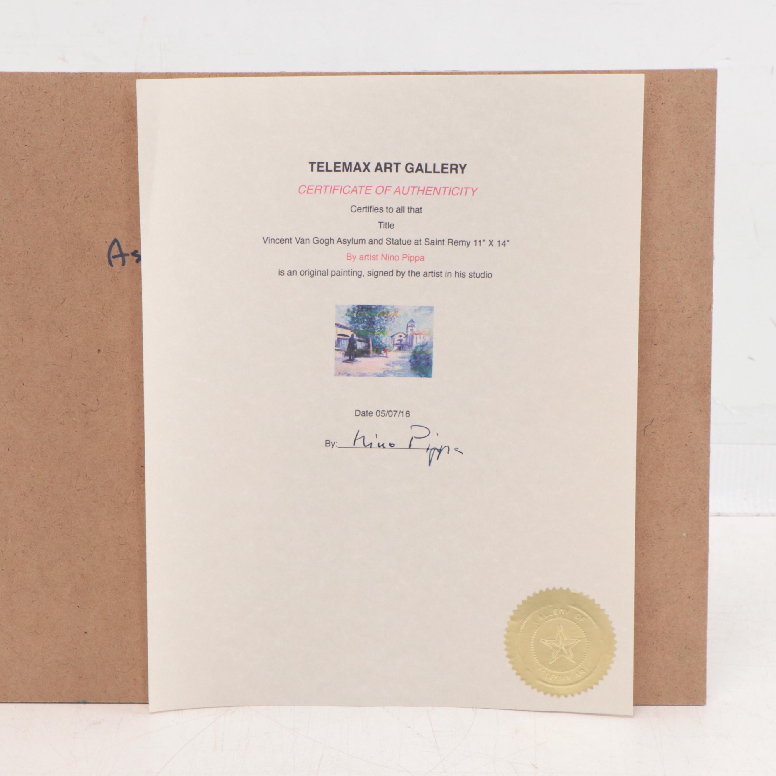 Nino Pippa Oil Painting "Vincent Van Gogh Asylum and Statue at St. Remy"