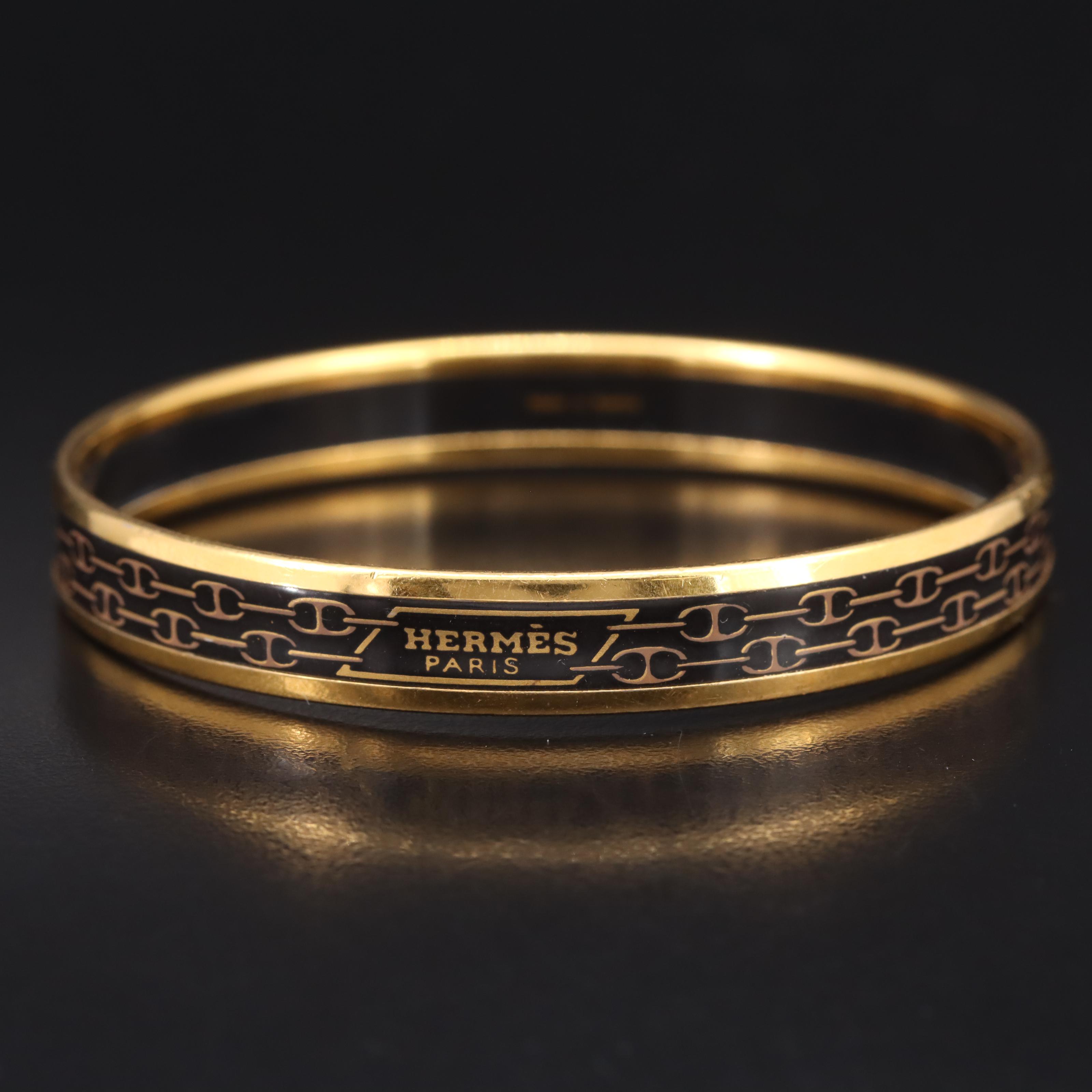 Hermès "Chaine d'ancre" Narrow Enamel Bangle