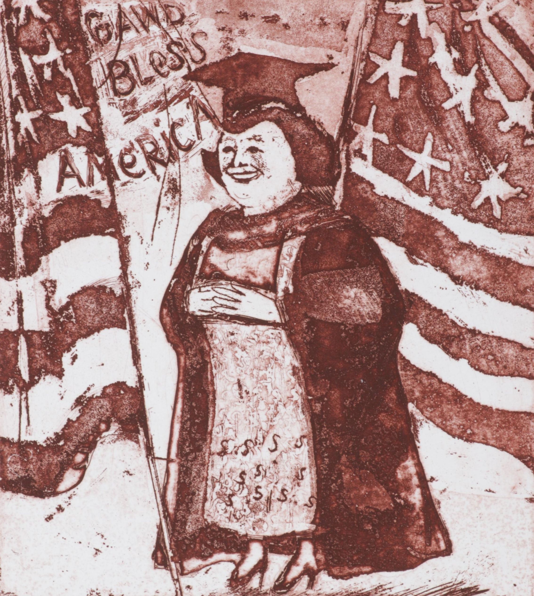 Sidney Chafetz Etching with Aquatint "Patriotism," 1970