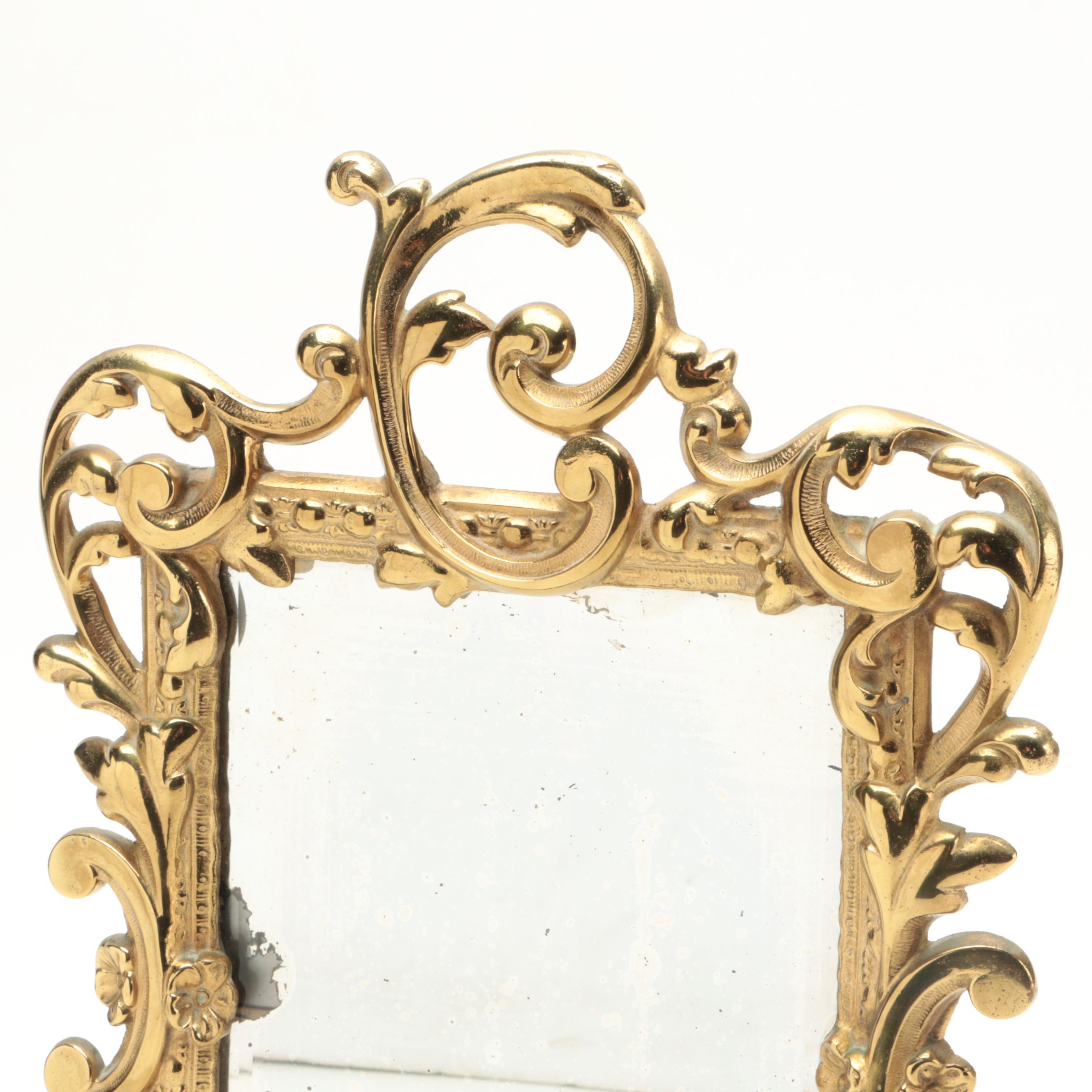 Rococo Style Brass Mirror, 20th Century