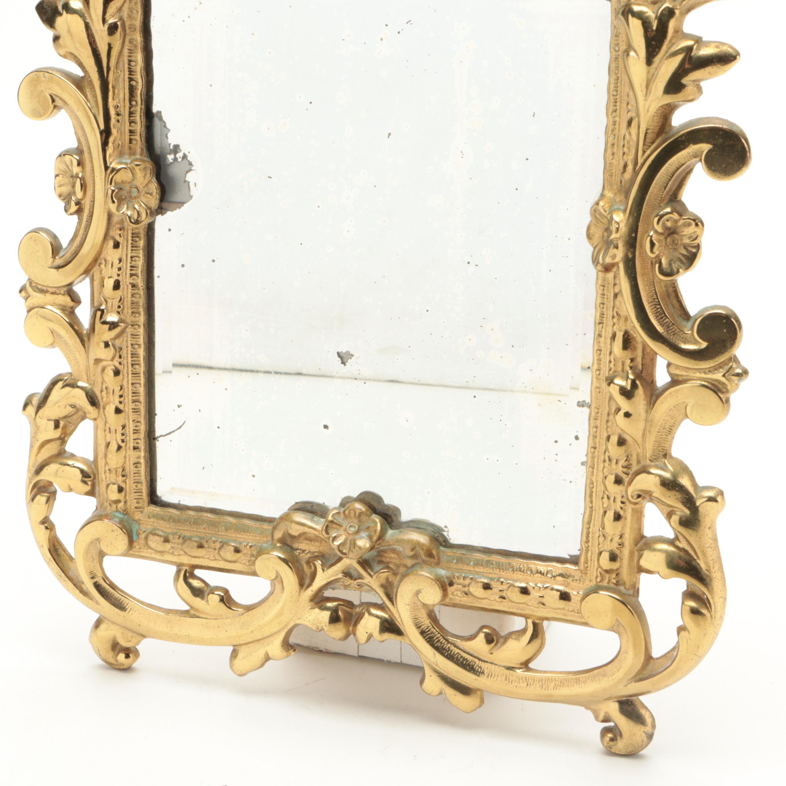 Rococo Style Brass Mirror, 20th Century