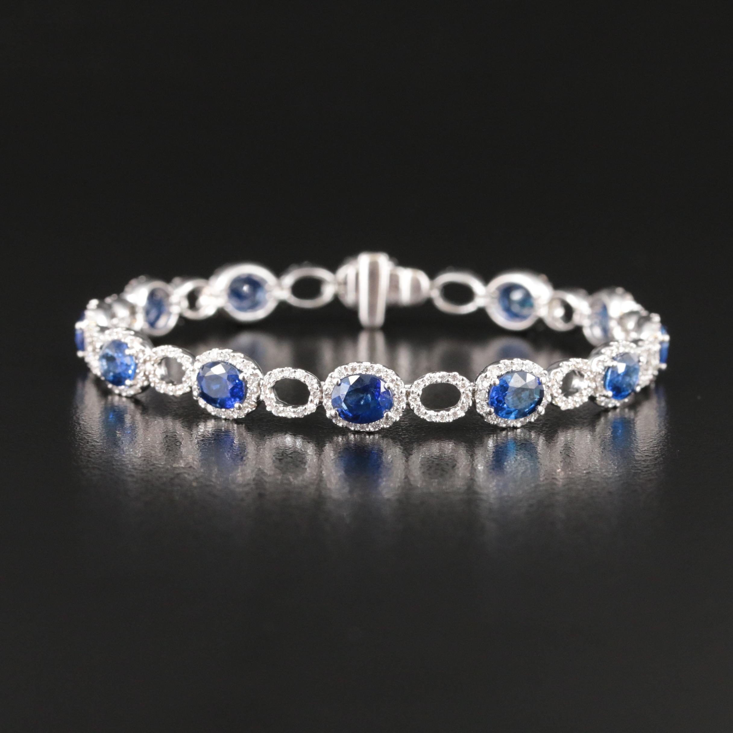 18K Sapphire and 2.38 CTW Diamond Bracelet