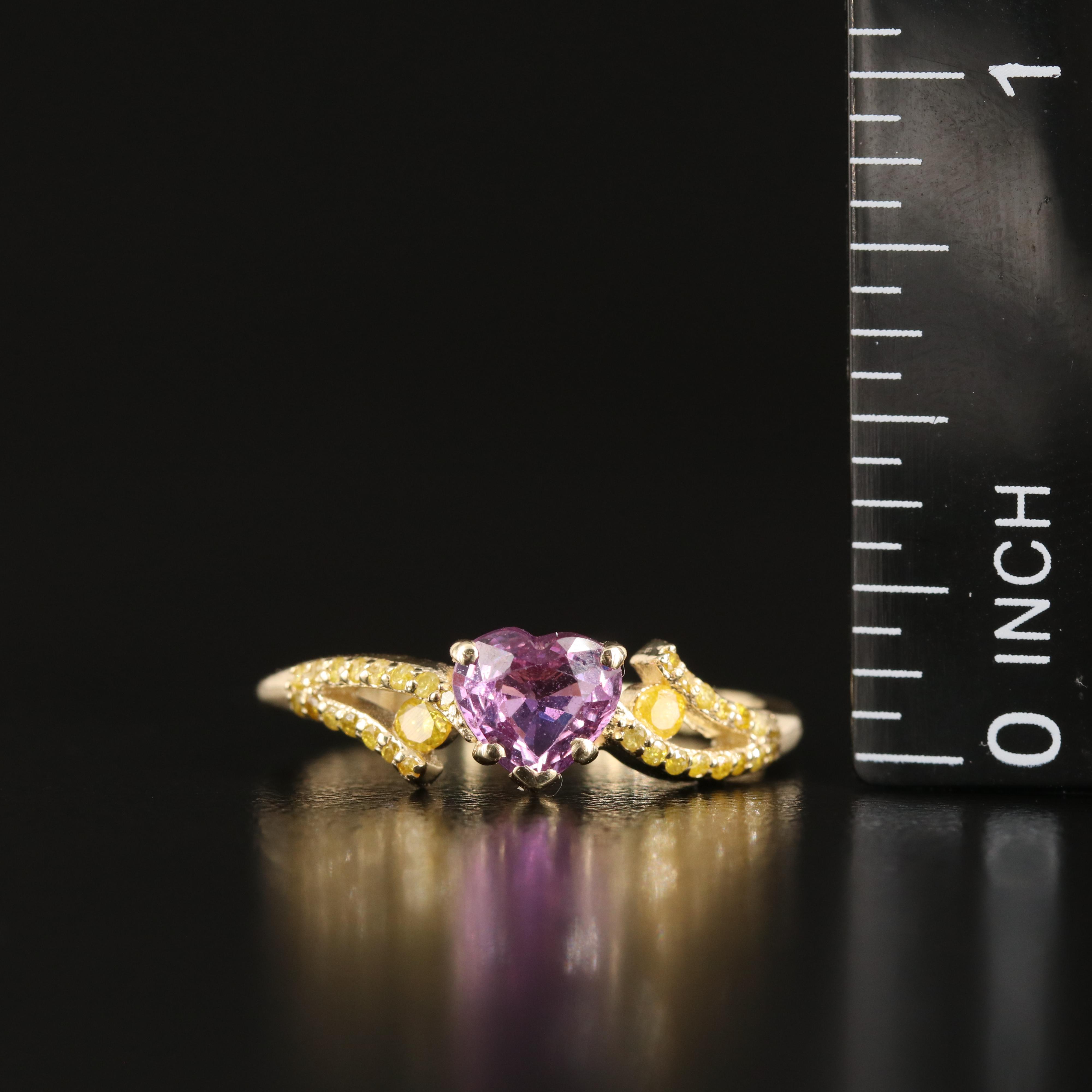 14K Purple Sapphire and Diamond Heart Ring
