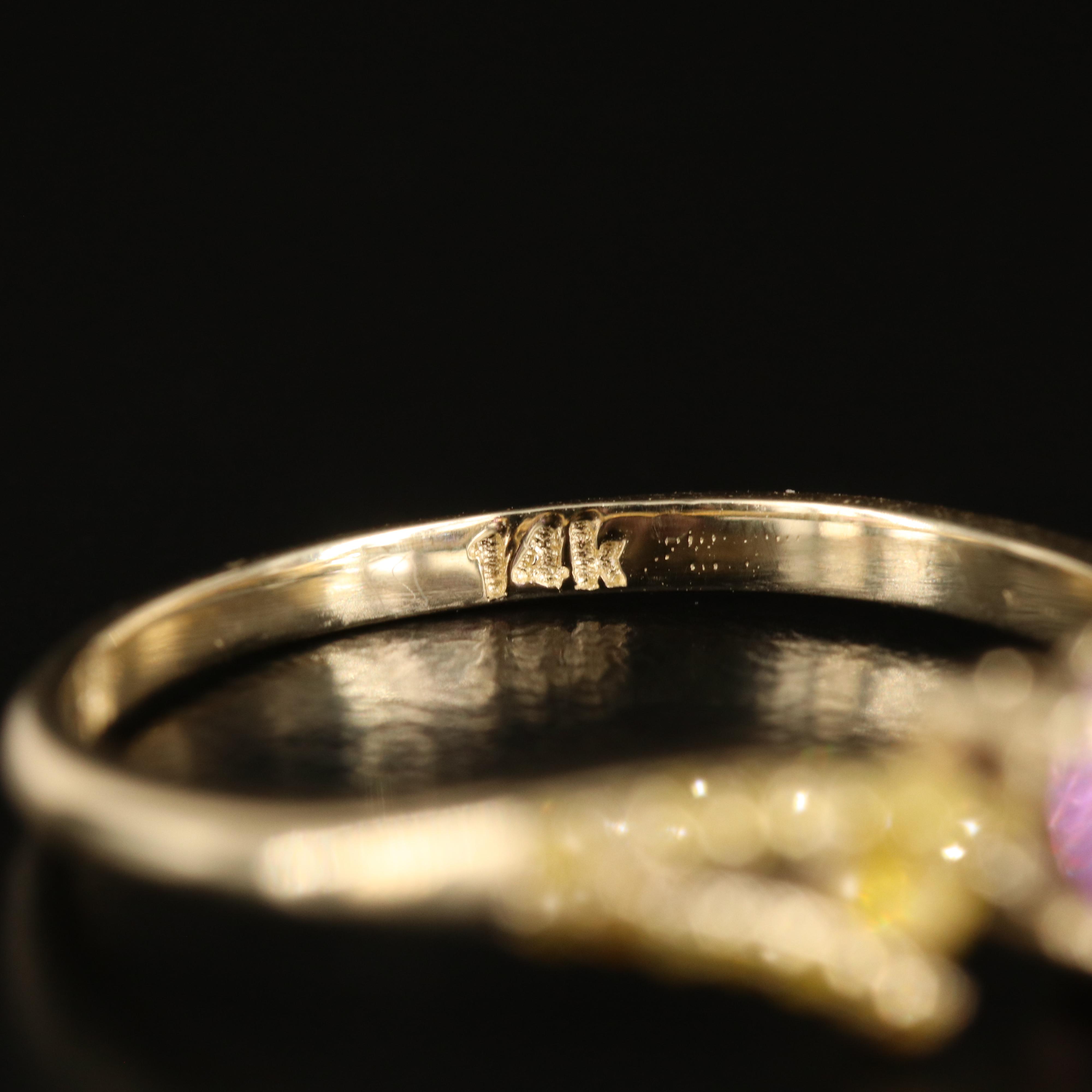 14K Purple Sapphire and Diamond Heart Ring