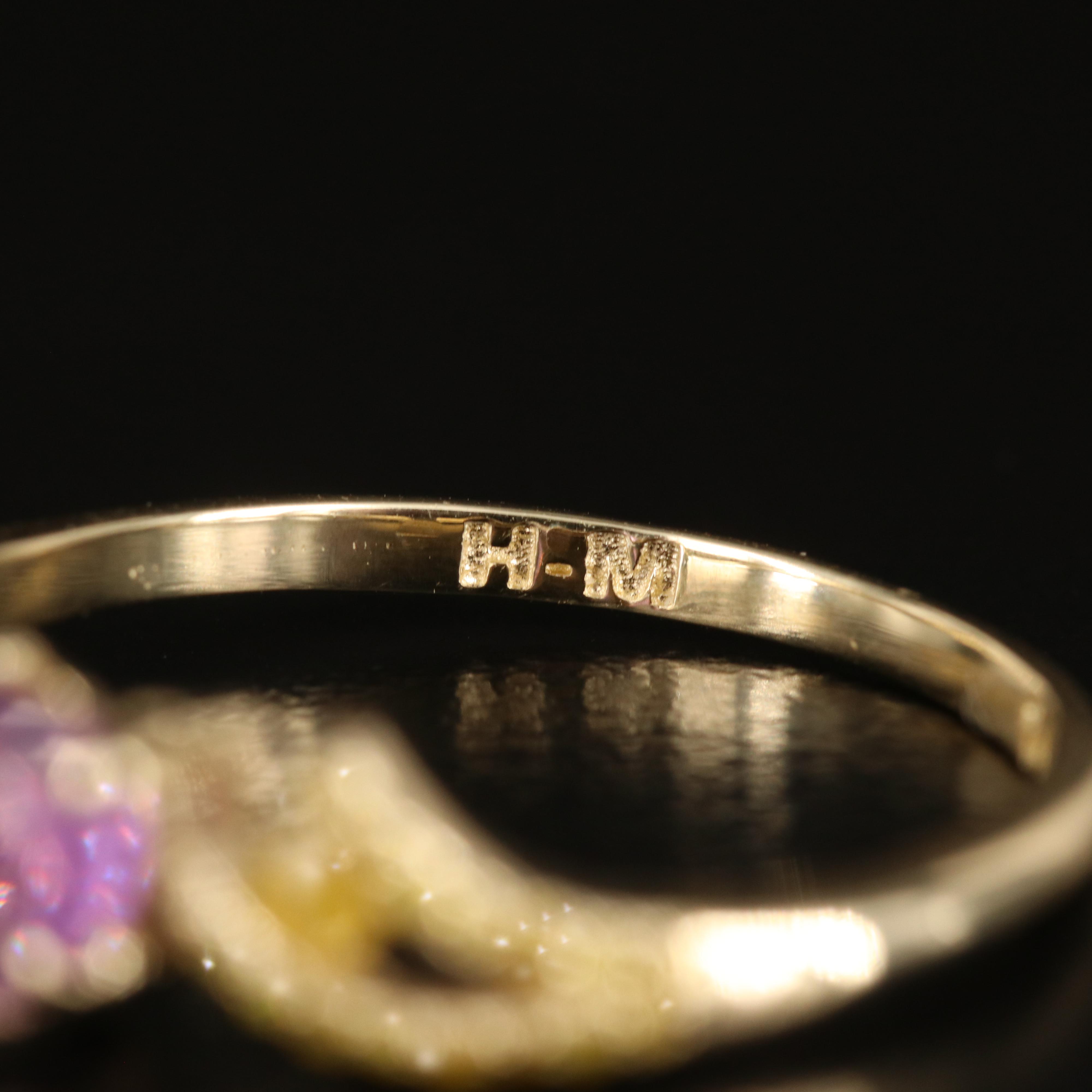 14K Purple Sapphire and Diamond Heart Ring