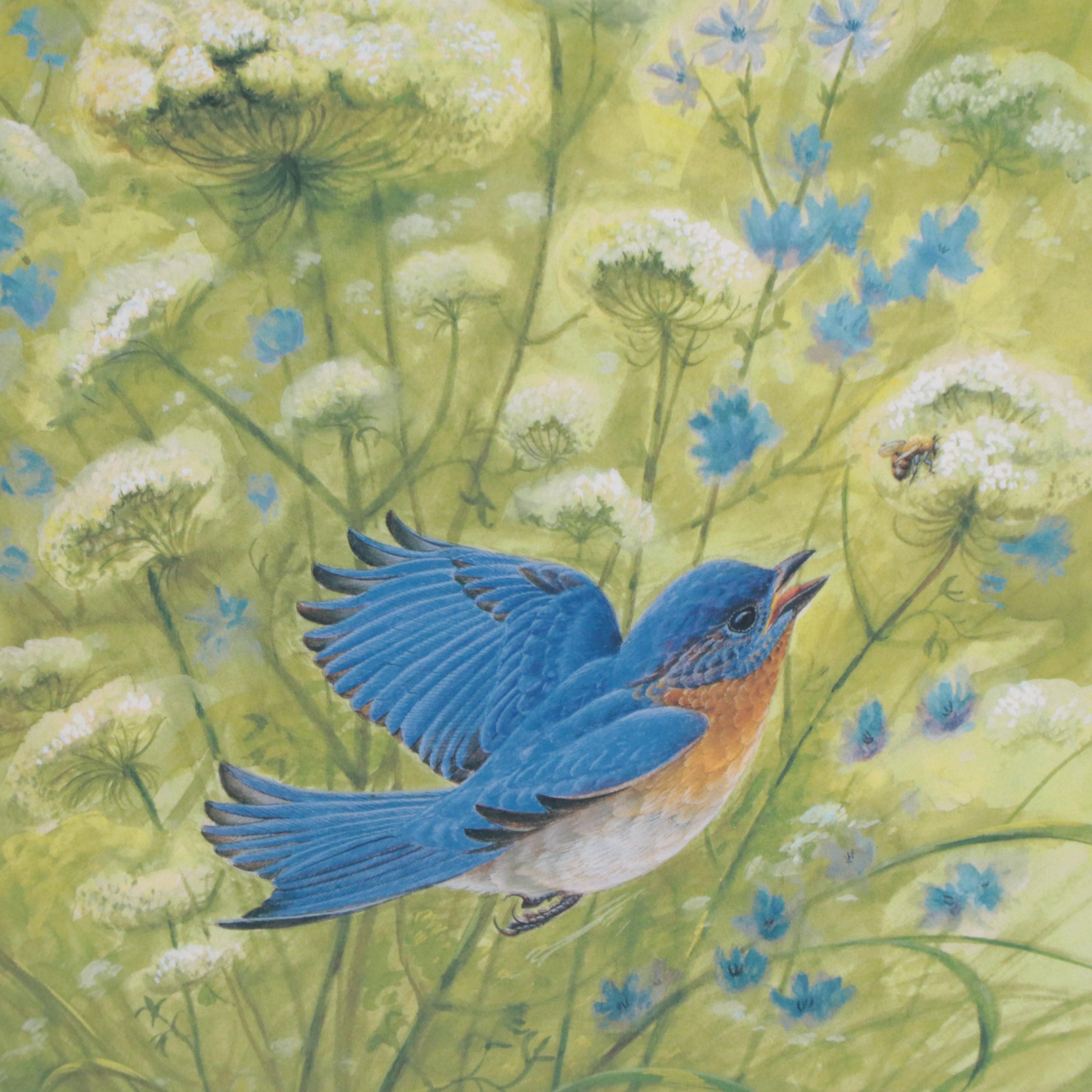 John Ruthven Offset Lithograph "Eastern Bluebird"