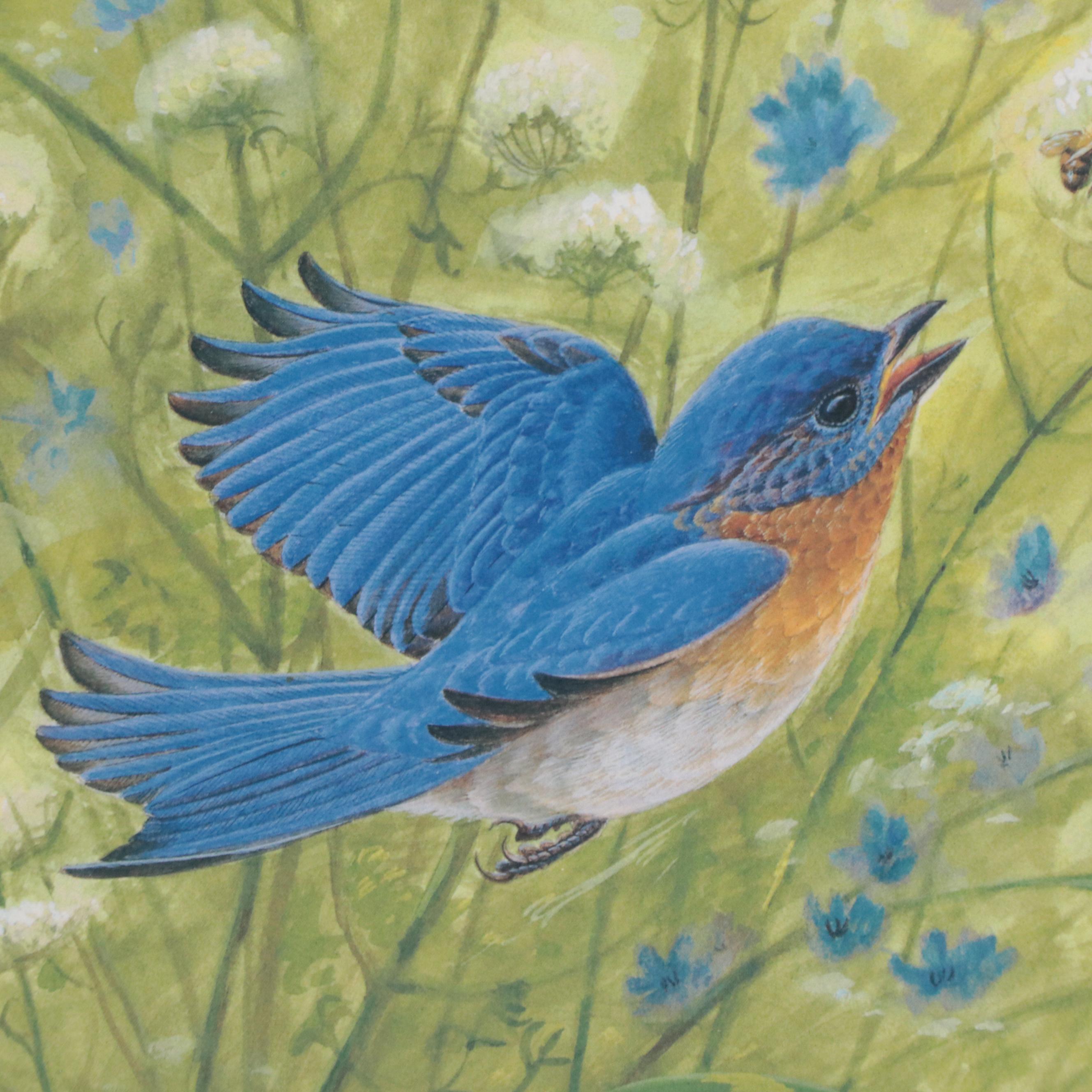 John Ruthven Offset Lithograph "Eastern Bluebird"