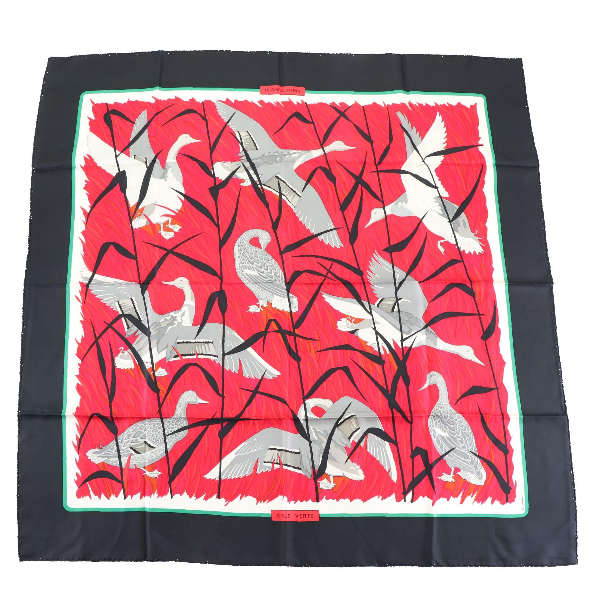 Hermès "Cols Verts" Scarf 90 in Silk Twill
