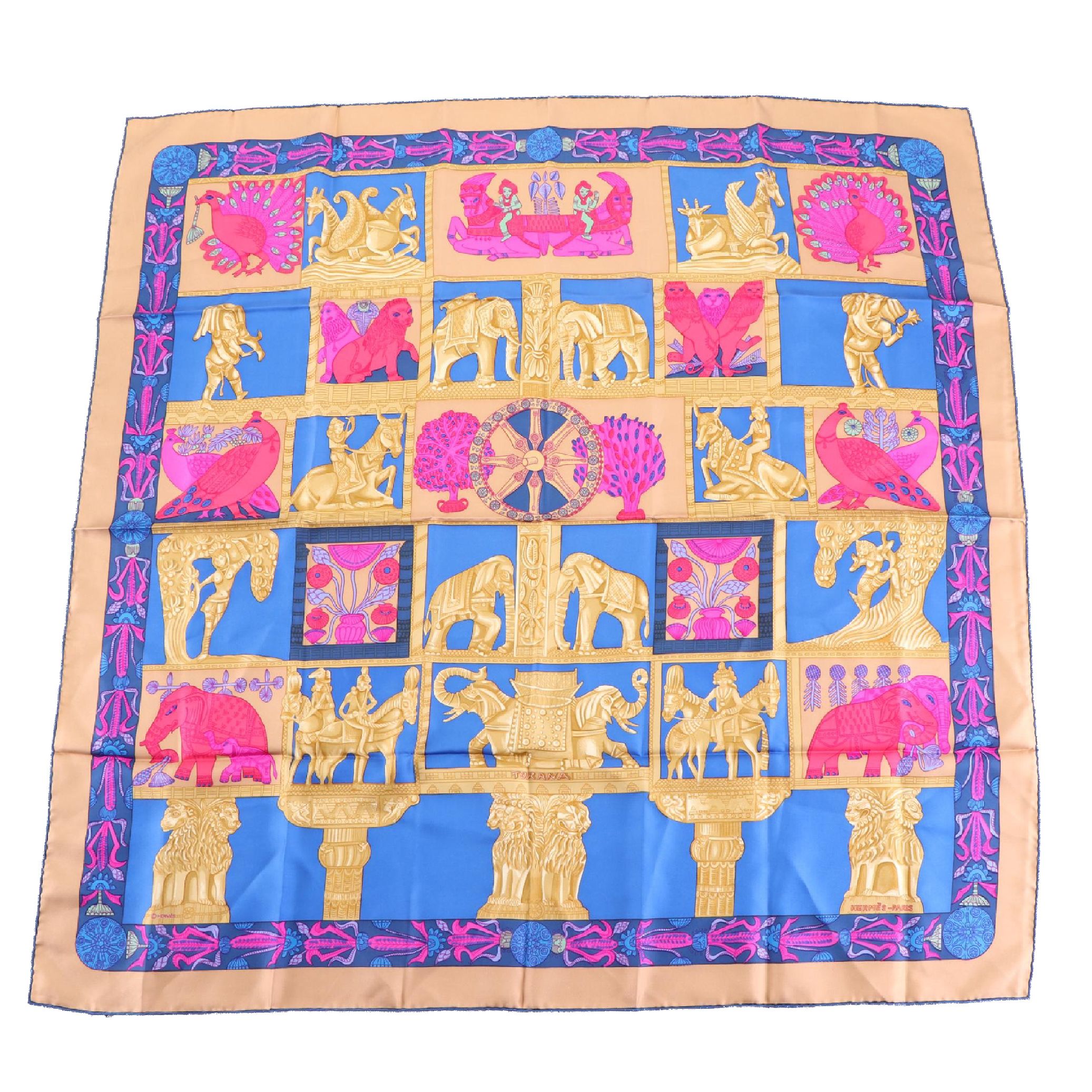 Hermès "Torana" Scarf 90 in Silk Twill