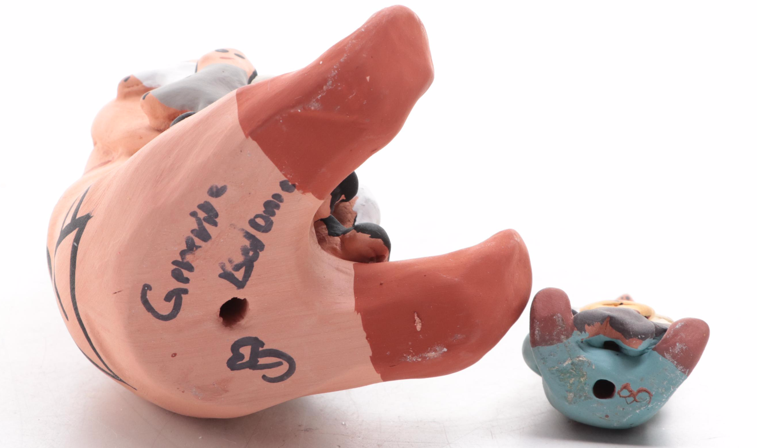 Artist Signed Ceramic Storyteller Figurines